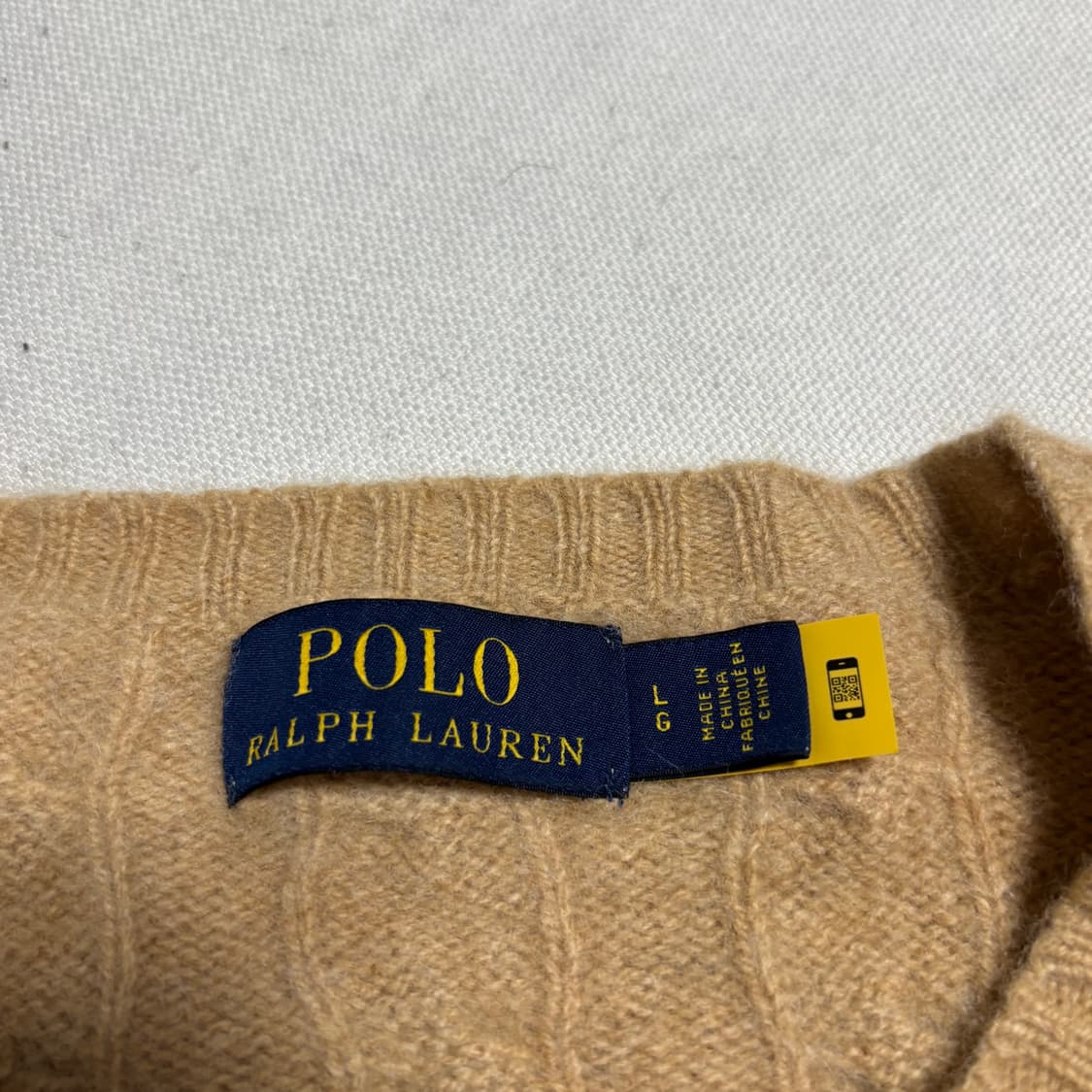 L 폴로랄프로렌 네이비 포니 베이지 캐시미어 케이블 니트 상품이미지4