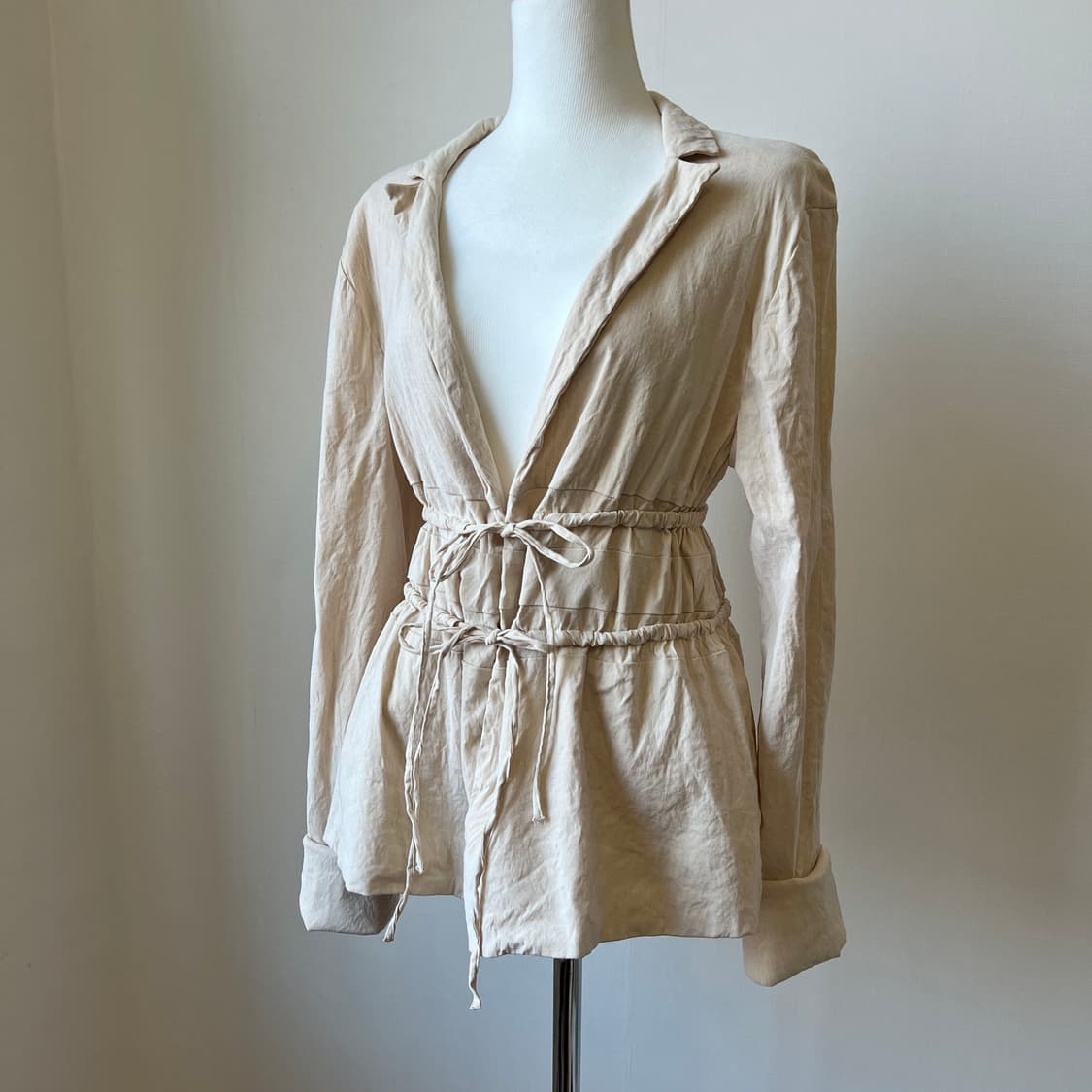 linen ribbon shirt 상품이미지4