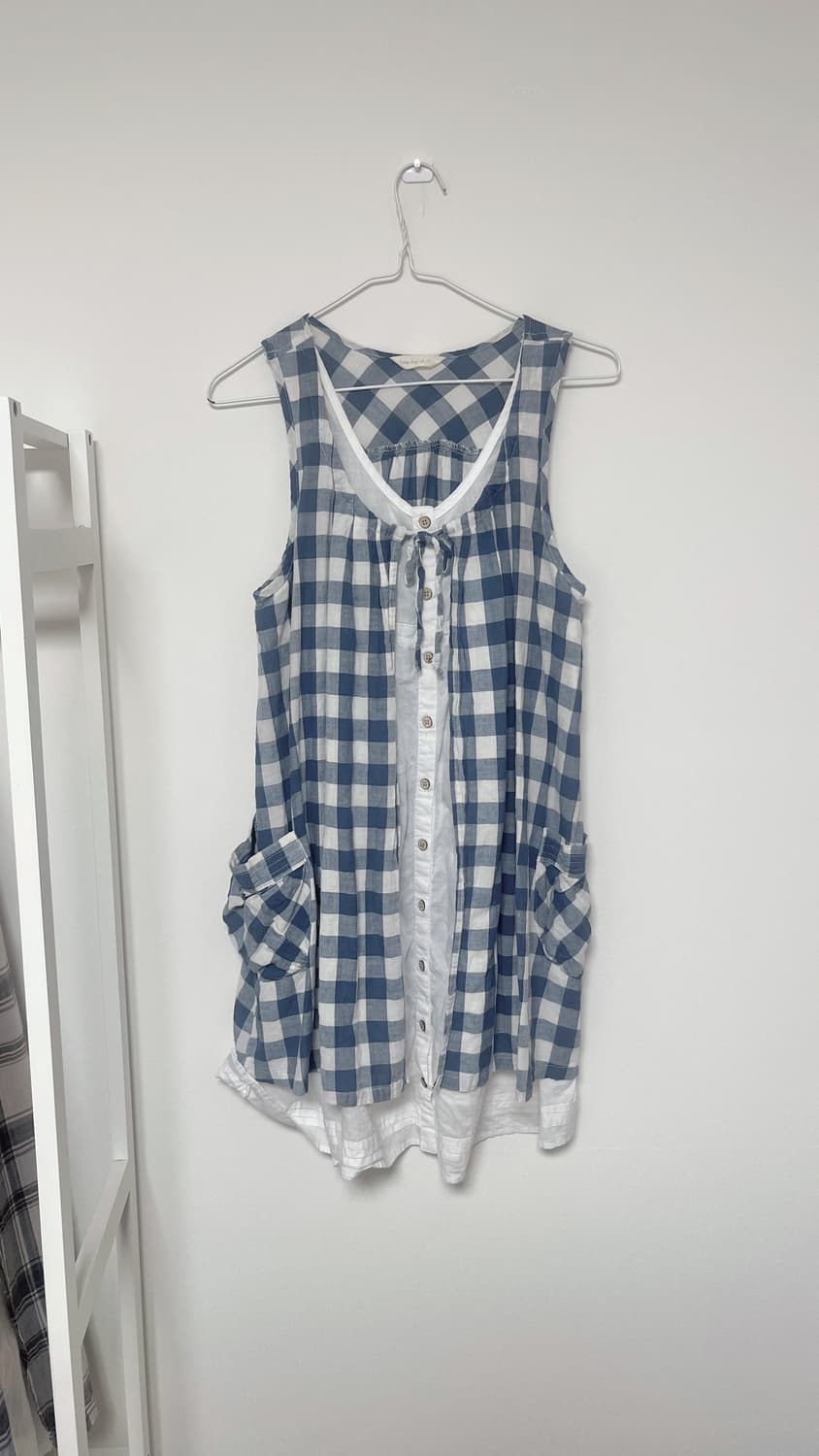 일본빈티지 모리걸 대장 블루체크 바선생 상품이미지1