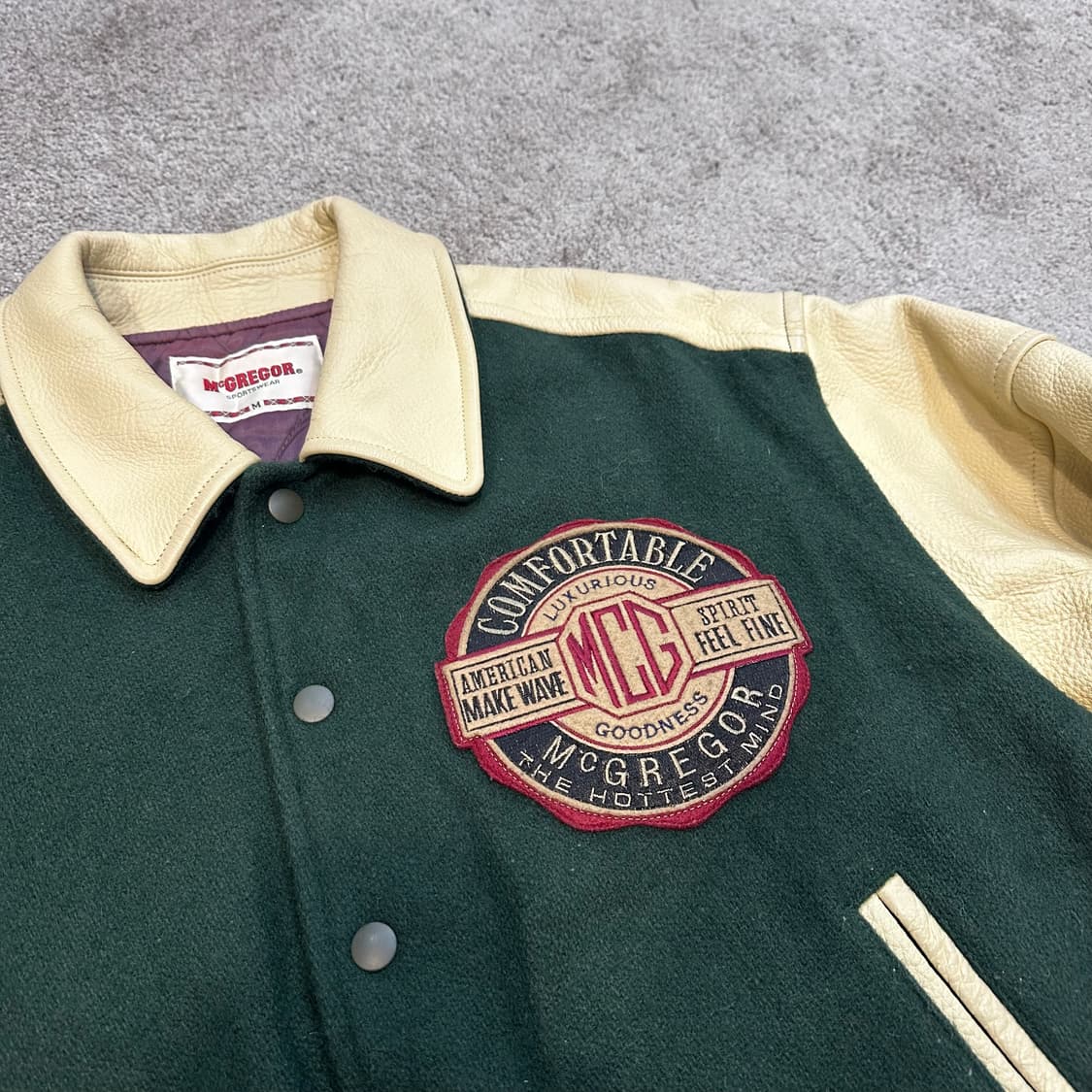 맥그리거 USA 소가죽 패치 울 바시티 자켓L 상품이미지9