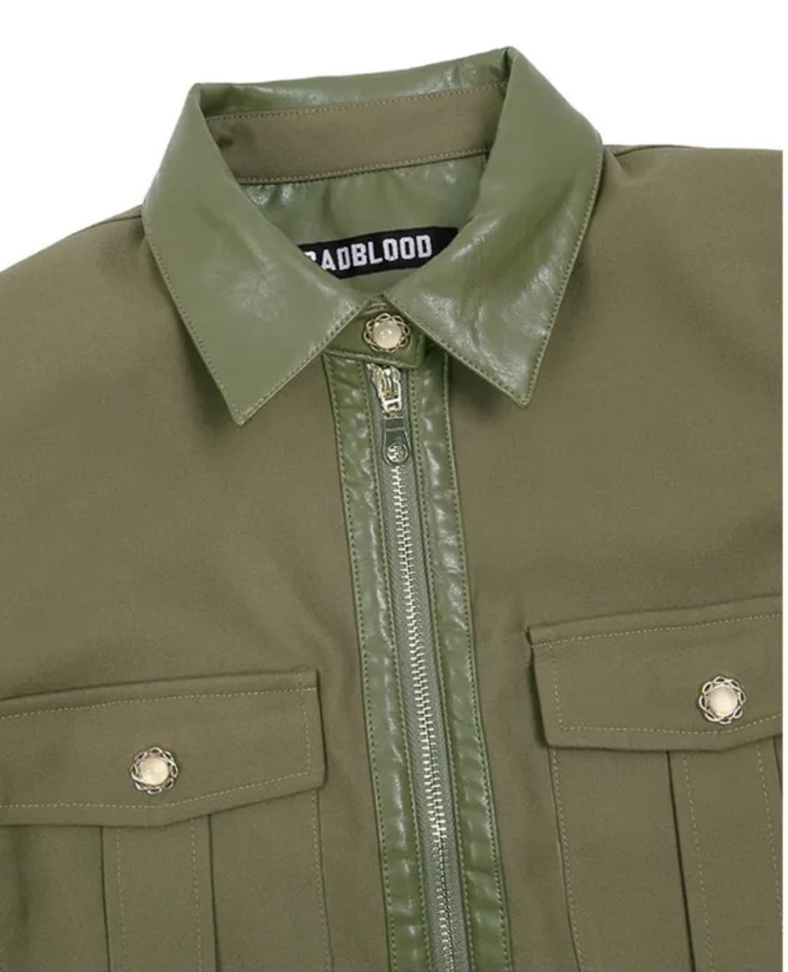 Bad Blood Leather-Trimmed Jacket - Olive 상품이미지2