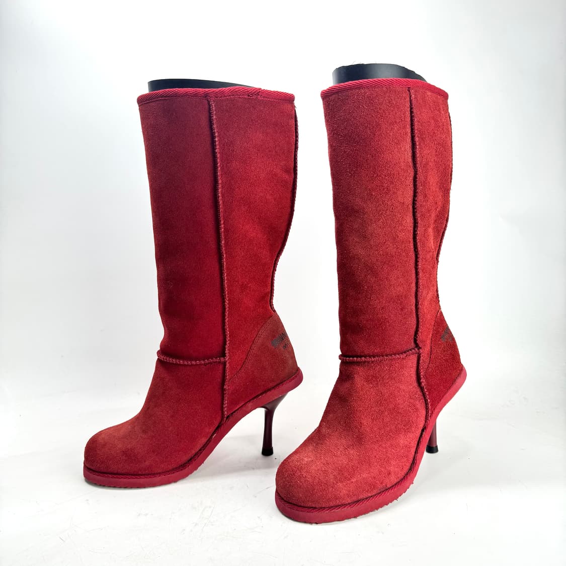 240)미네통카 레드 스웨이드 롱 어그부츠 힐 상품이미지2