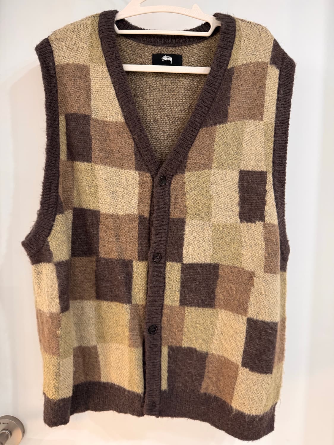 스투시 워블리 체크 베스트 브라운 L 상품이미지1