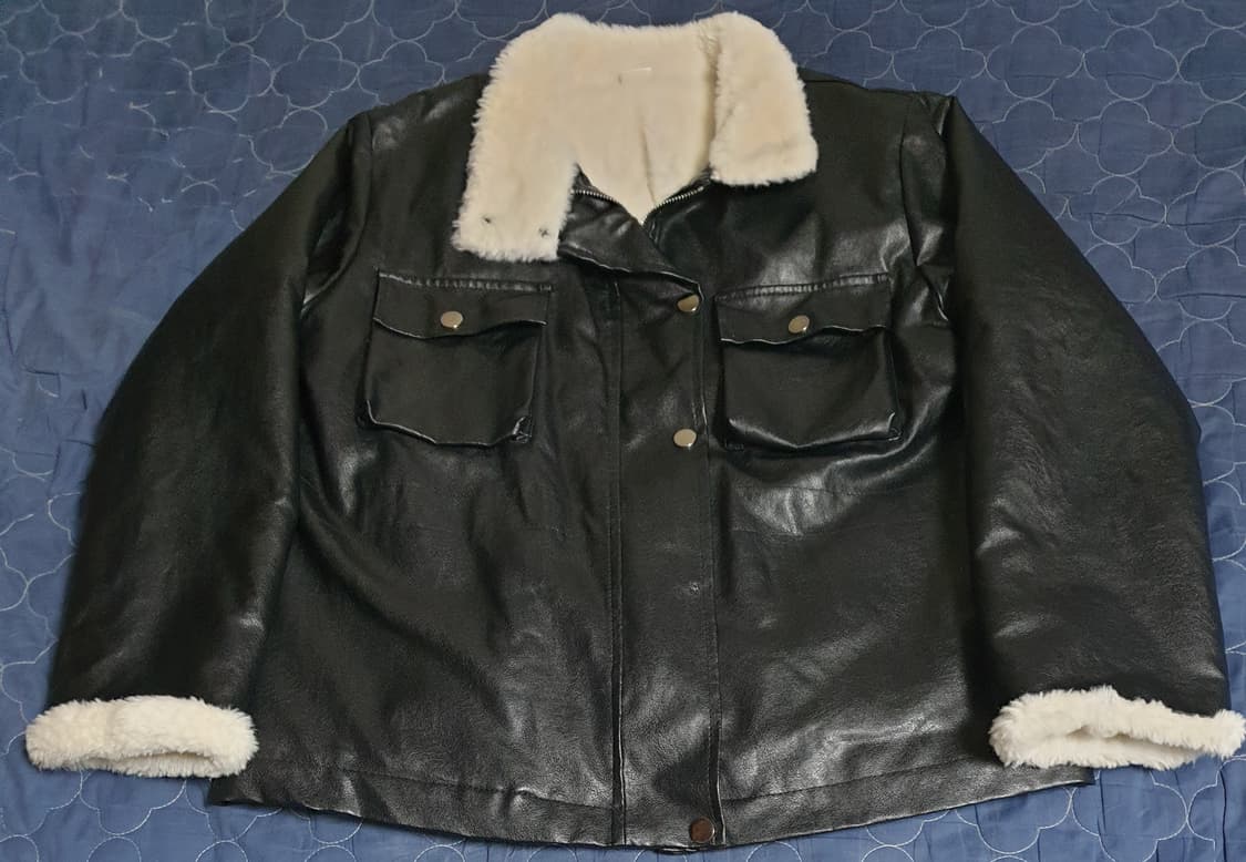 무스탕 가죽자켓 블랙 (L) 상품이미지1