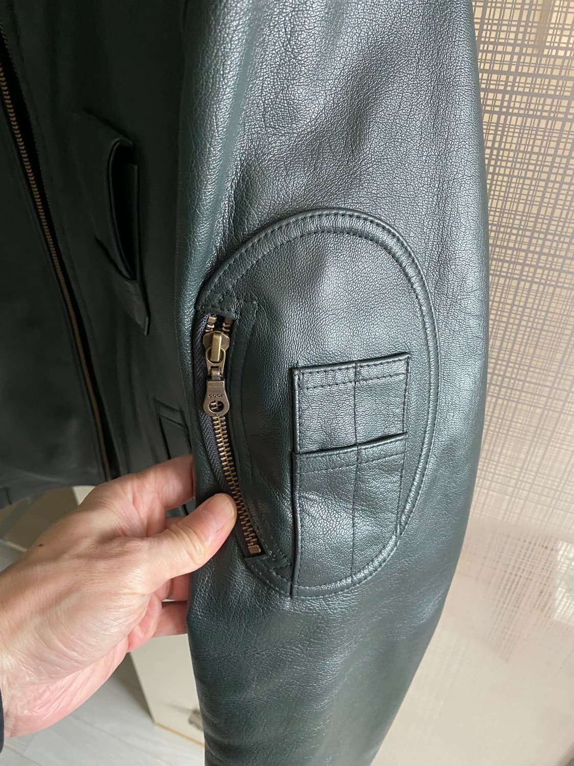 쿠어 파일럿 레더 자켓 그린 상품이미지4