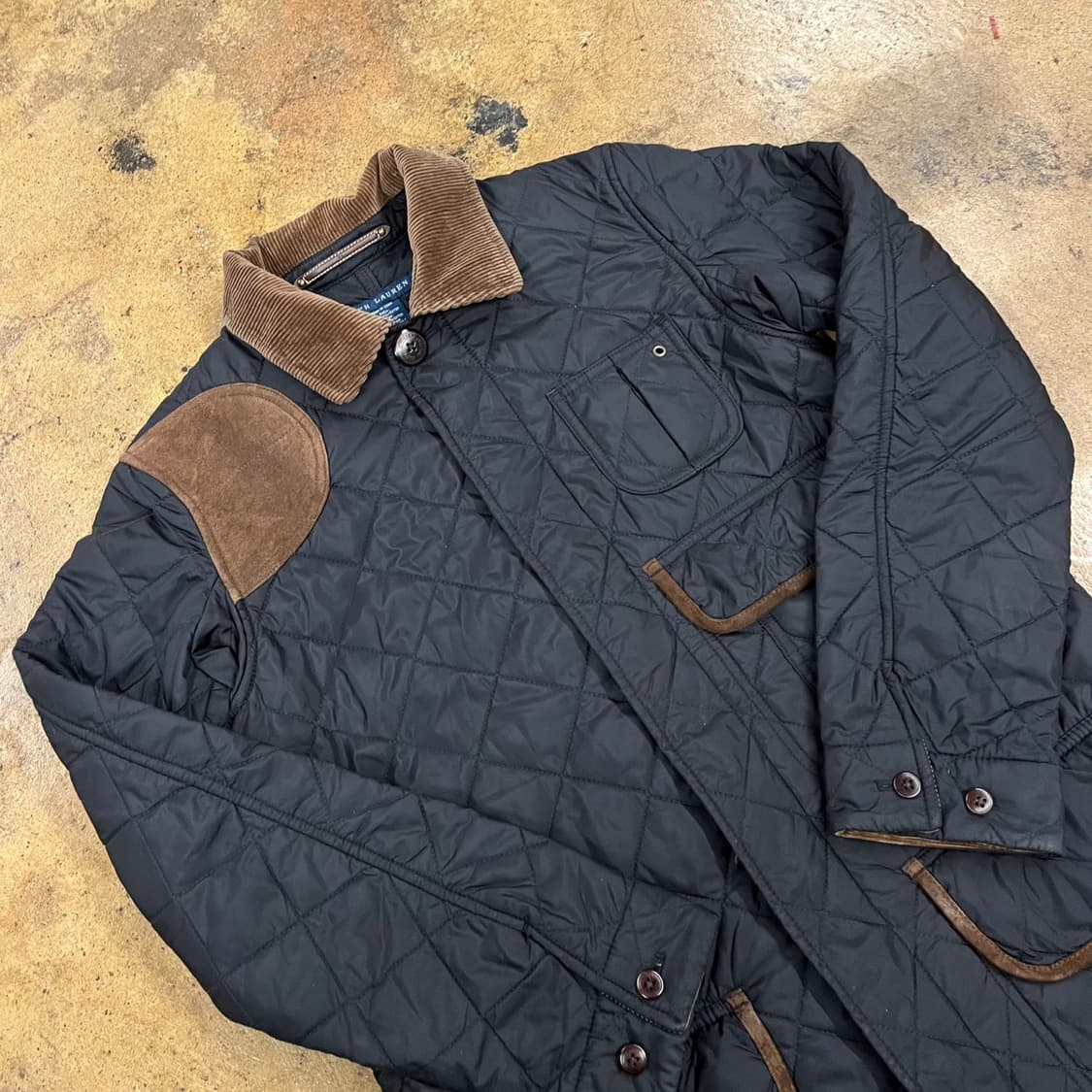[정품/M] 폴로 랄프로렌 퀼팅 자켓 블랙 코듀로이 b10 상품이미지1