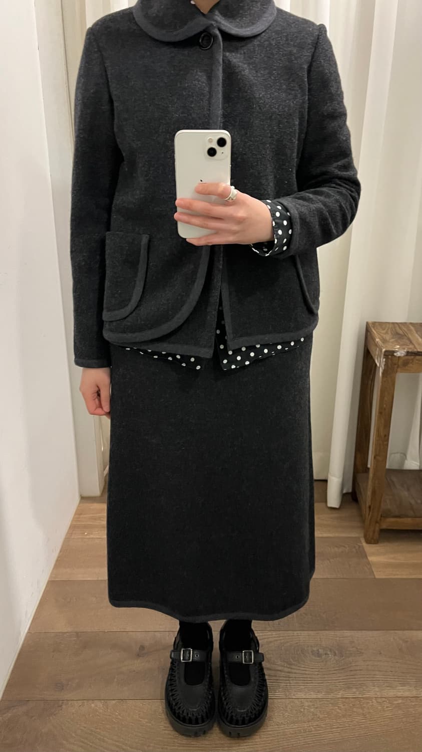 Slit Detail Wool Basic Skirt 상품이미지2