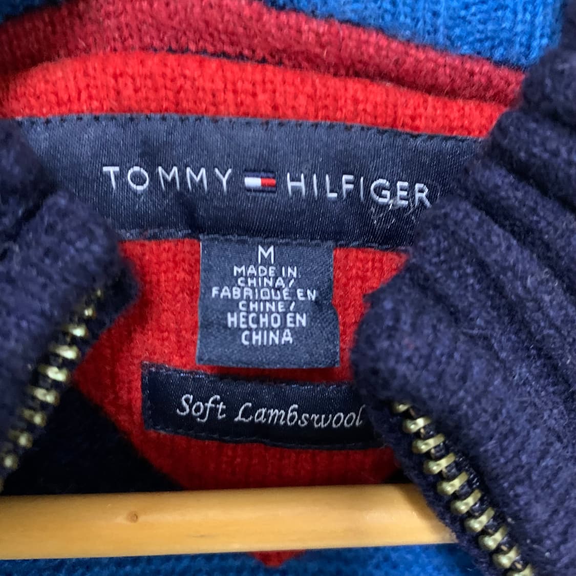 타미힐피거 투지퍼 반 하이넥 스트라이프 니트 집업 M 상품이미지6