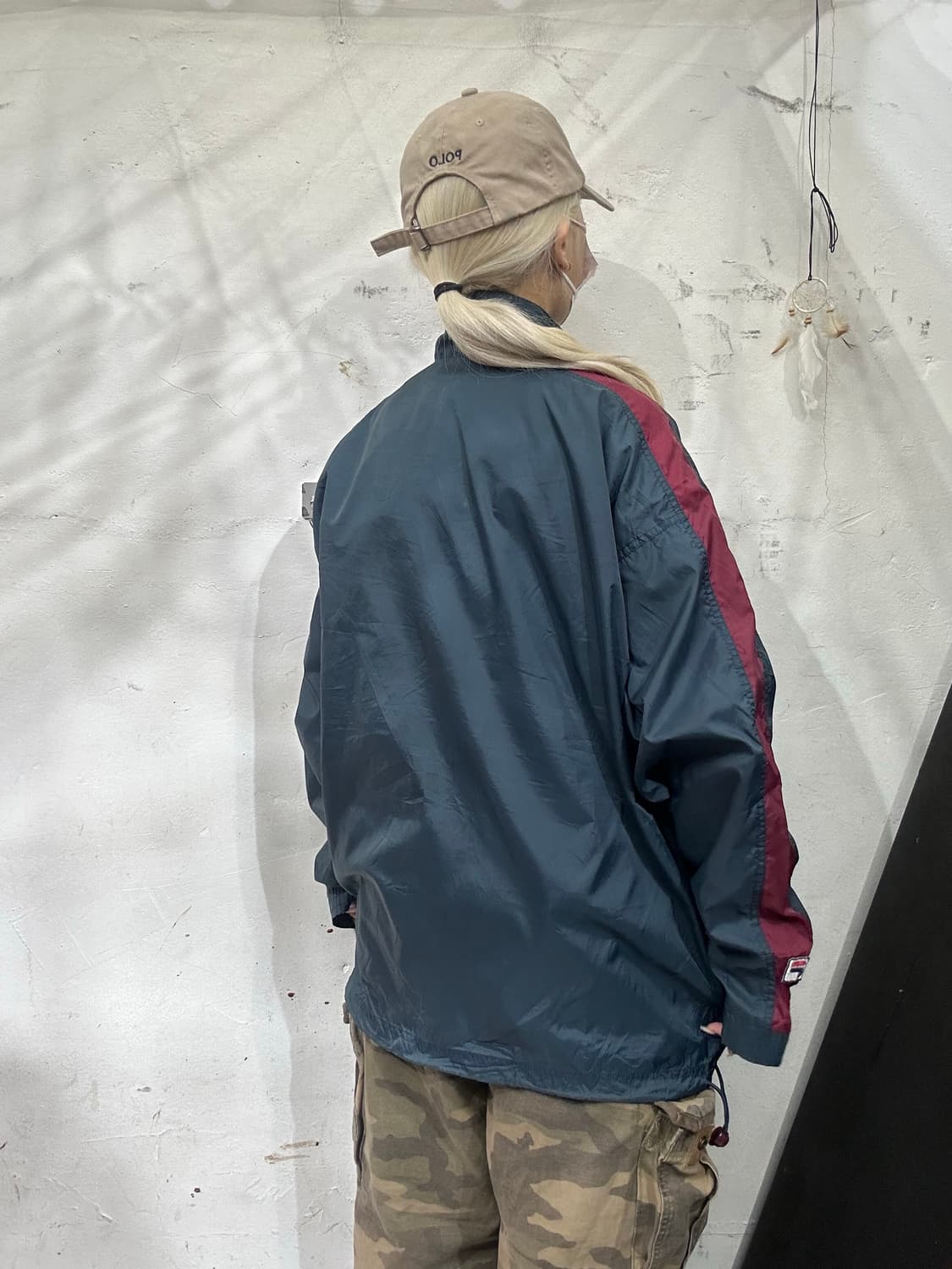 휠라 차콜 화이트 빅 로고 아노락 바람막이 올드스쿨 트랙 자켓 S 상품이미지3