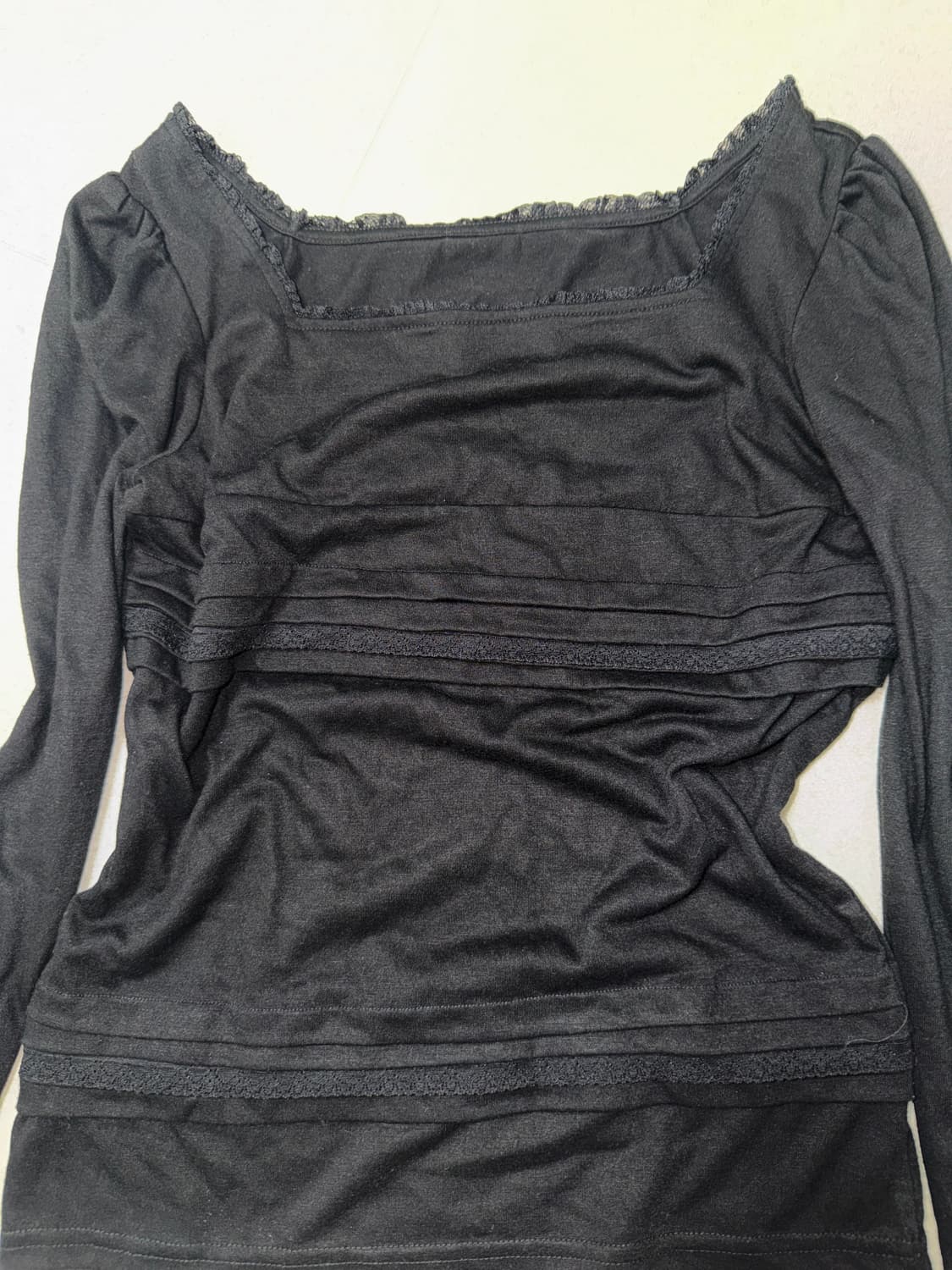 레이스 블랙 스퀘어넥 롱슬리브티 lace longsleeve 상품이미지2