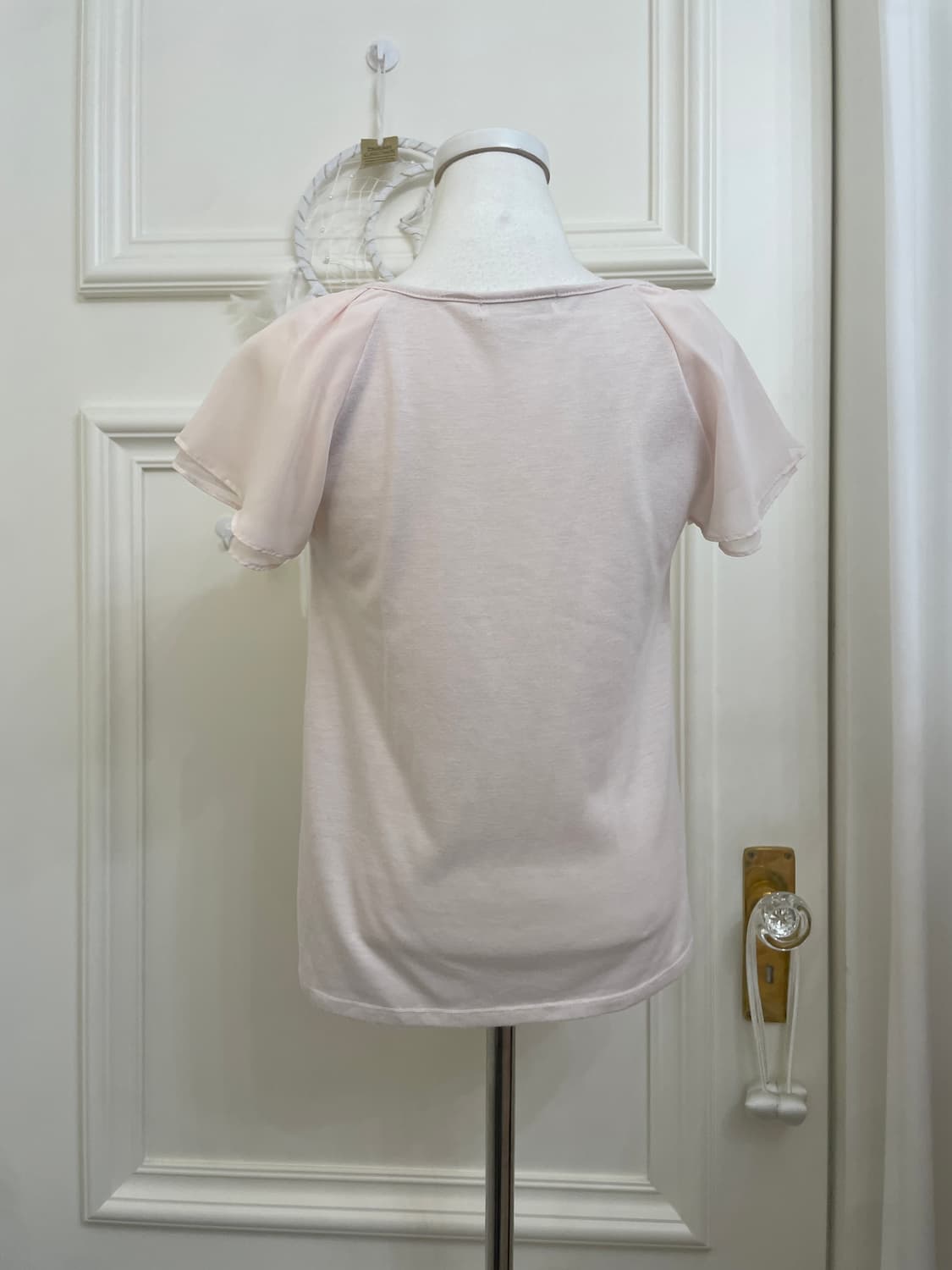 sheer pink pleats beads point top 상품이미지3