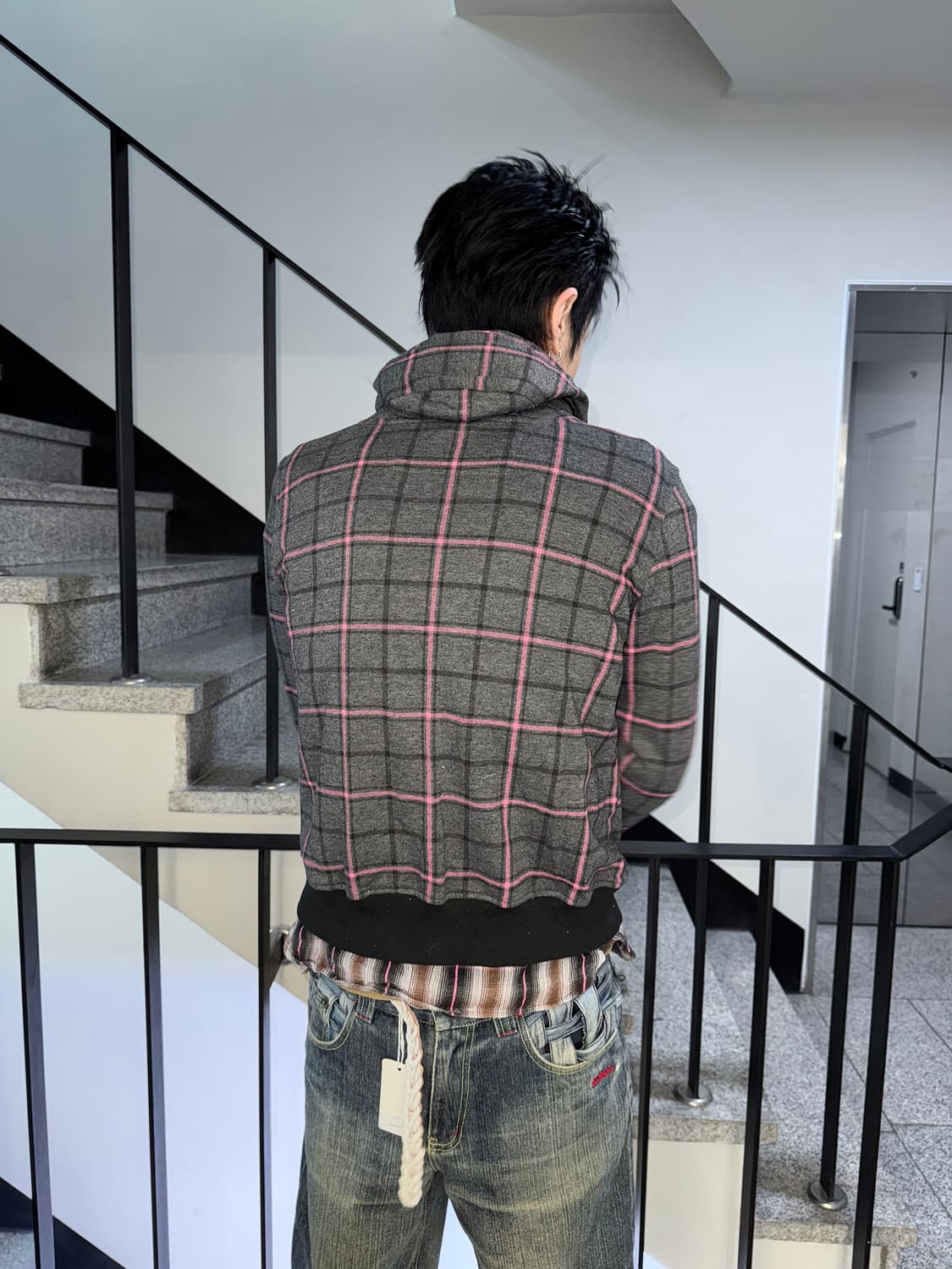 pink check zipup jacket 상품이미지5