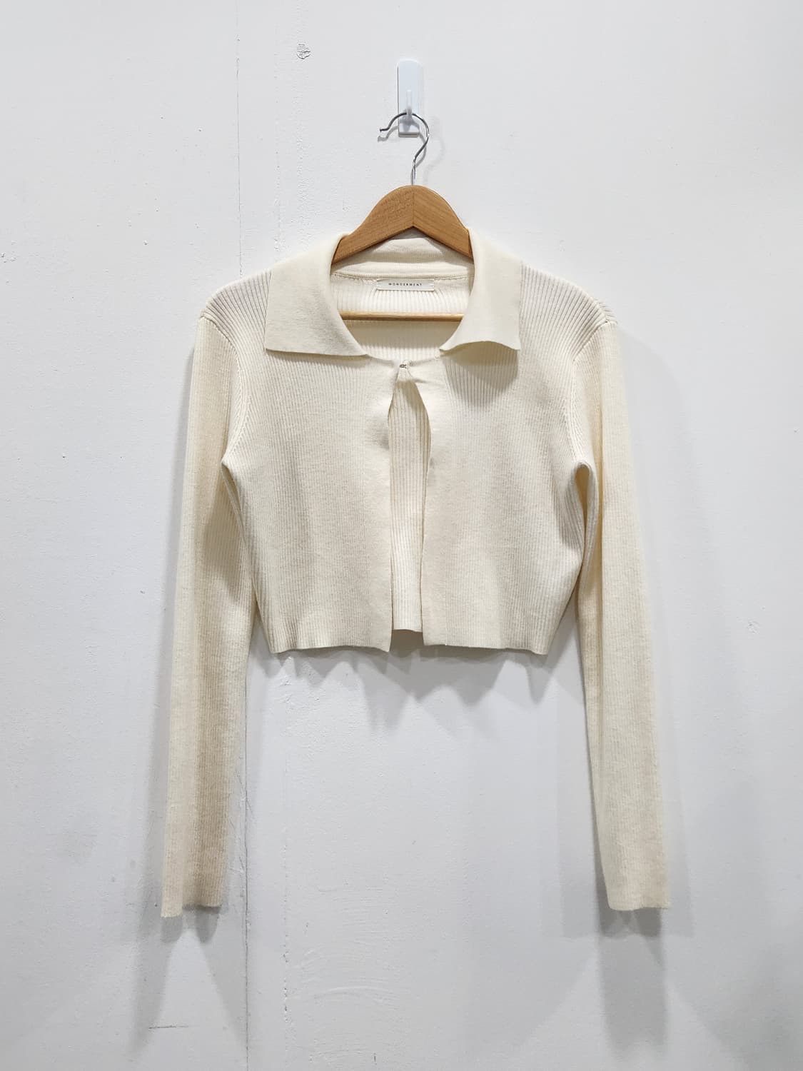 [F] 원더먼트 아이보리 카라넥 니트 가디건 상품이미지1