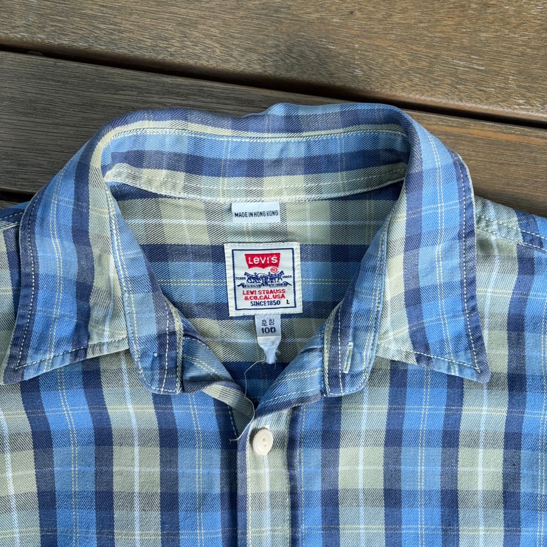 90s 리바이스 Levi’s 체크 워크 셔츠 (홍콩 생산) 상품이미지8
