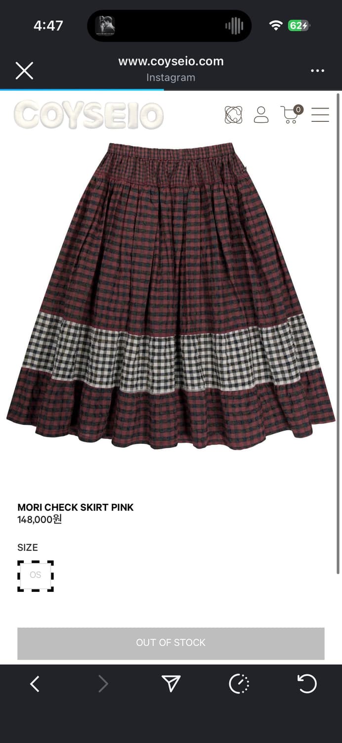 코이세이오 모리 체크스커트 핑크 상품이미지1