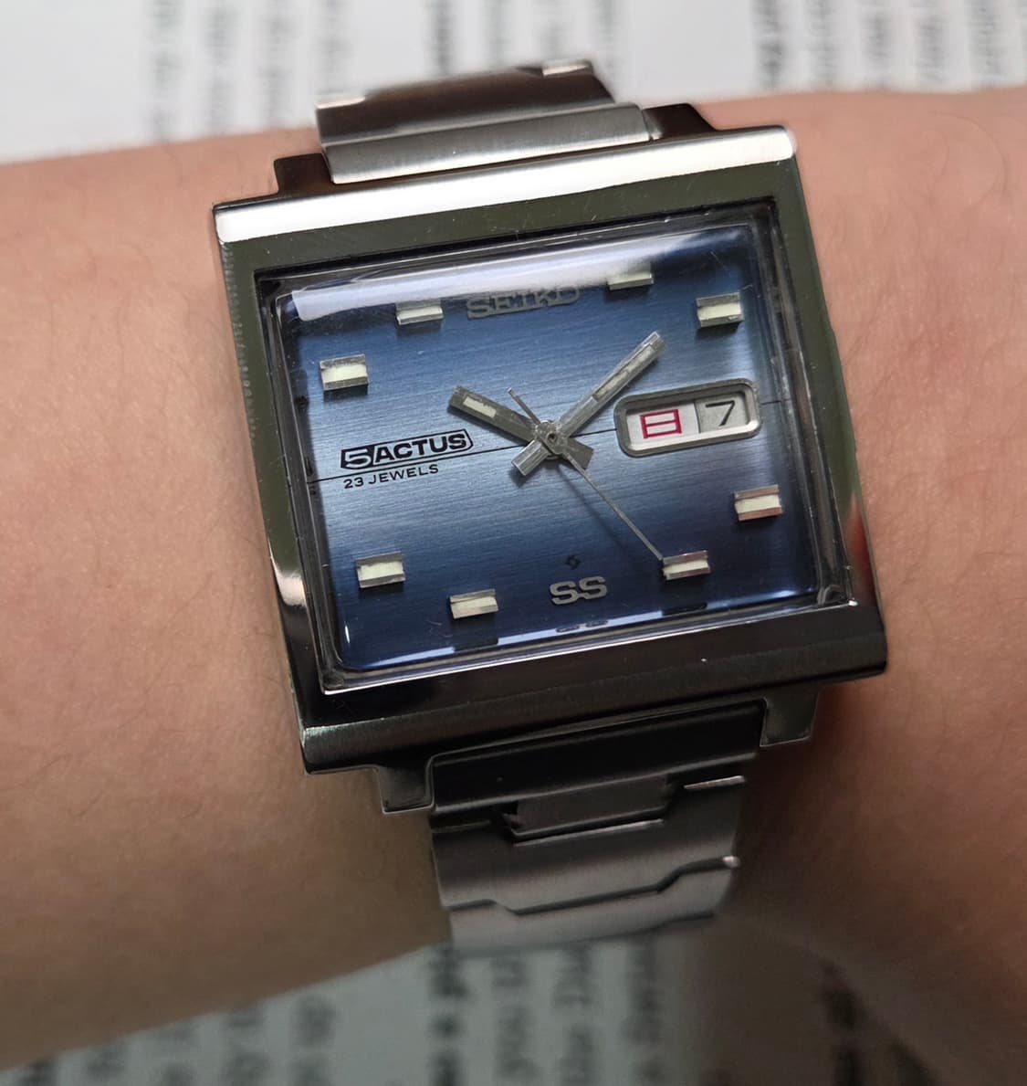 레어] 빈티지 세이코 액투스SS 테레비 블루 그라데이션 한자 데이데이트  상품이미지1