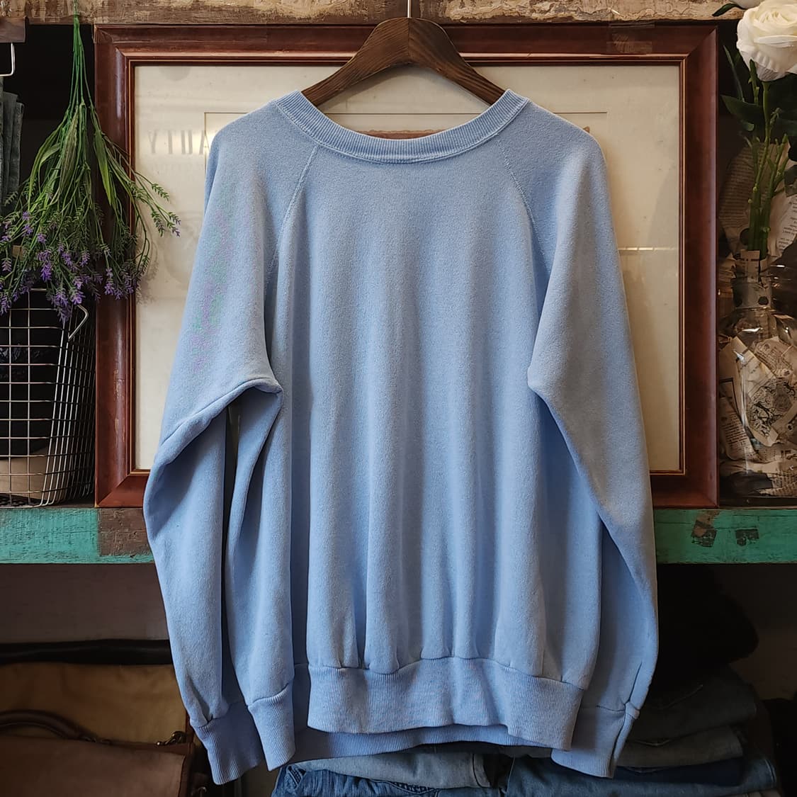 90s pannill 빈티지 스웻셔츠 플레인 스웻셔츠 파스텔 블루 상품이미지2