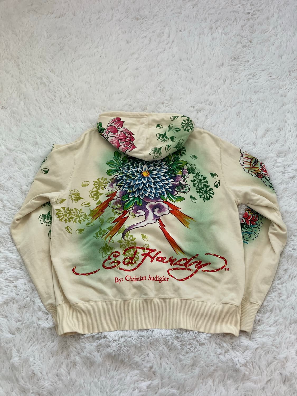 빈티지 에드하디 크림 레터링 레더 자켓 y2k 스트릿 갸루 펑키 일본빈티 상품이미지3