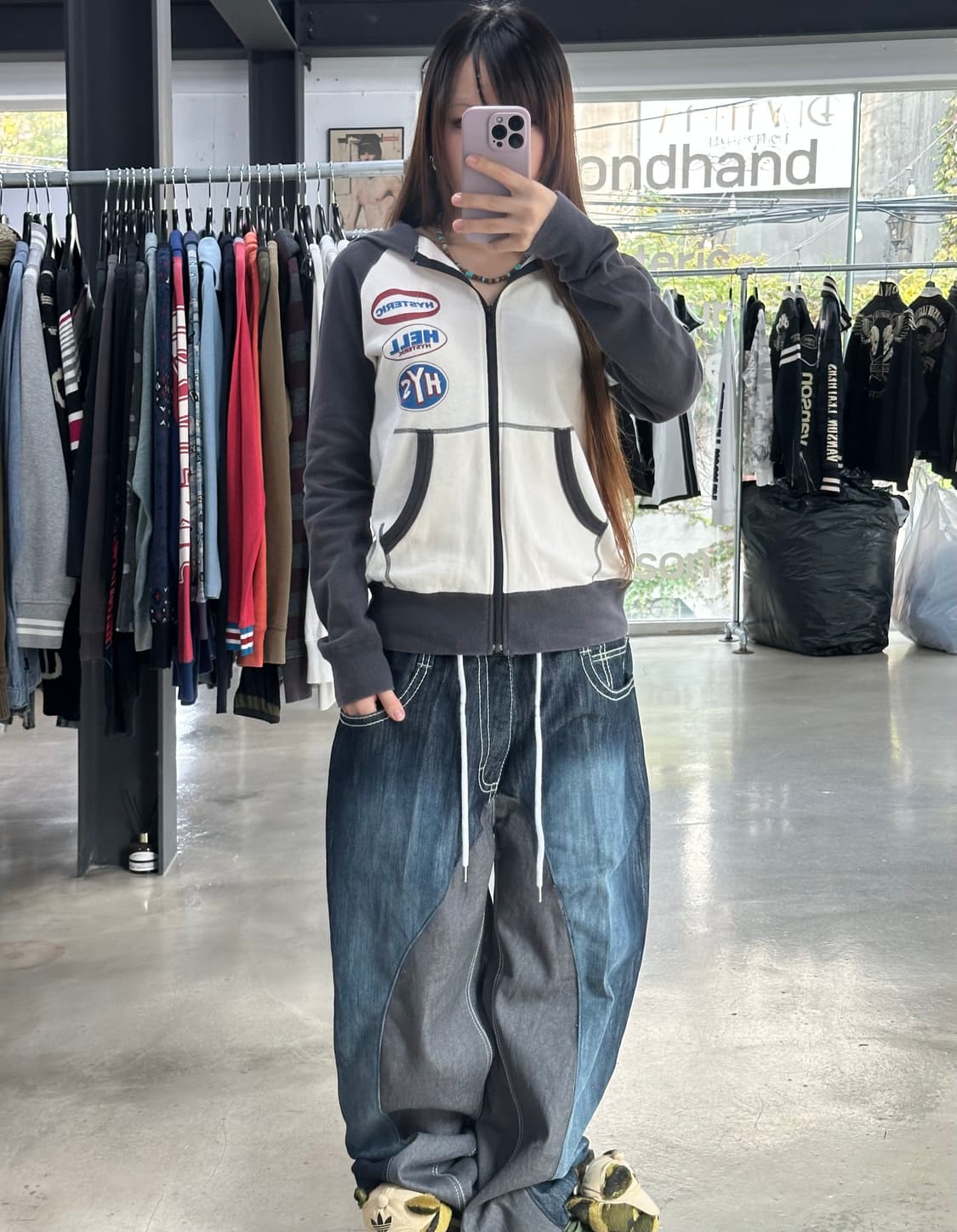 히스테릭글래머 90s아카이브 백로고 래글런 후드집업 상품이미지2