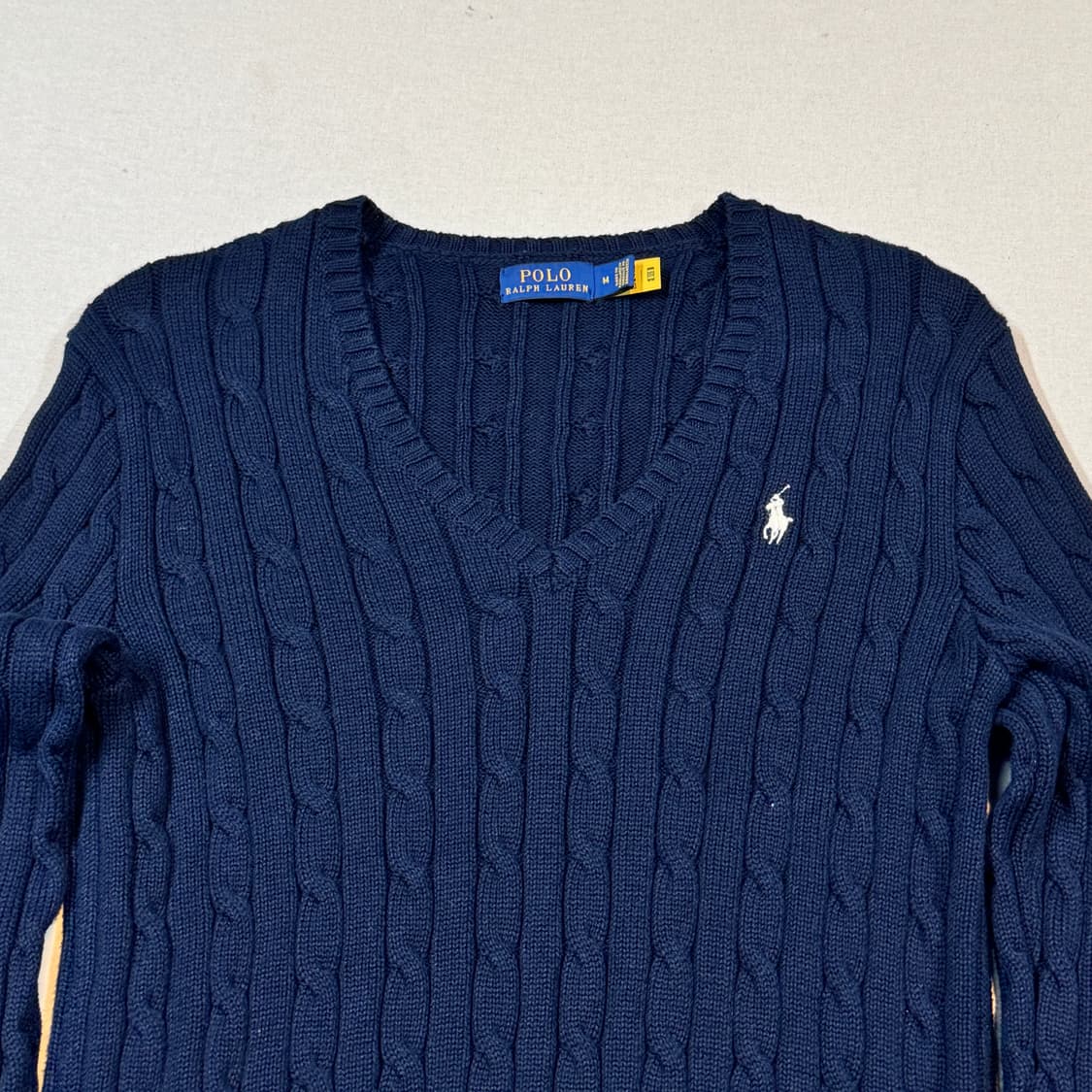 M) 폴로 랄프로렌 케이블 꽈배기 브이넥 니트 신형 큐알탭 상품이미지3