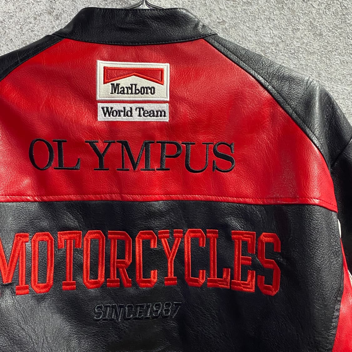 페라리 말보로 패치워크 레드 배색 레더 레이싱 자켓 B3720 상품이미지5