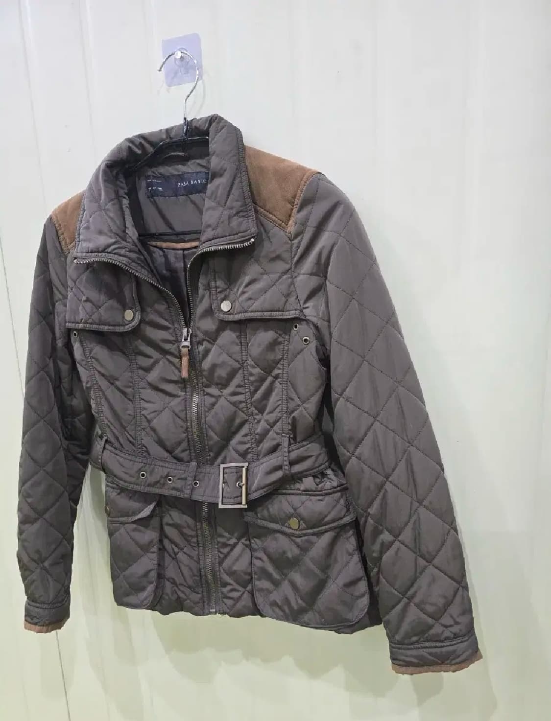 자라 베이직 퀼팅 벨트 자켓 카키 상품이미지10