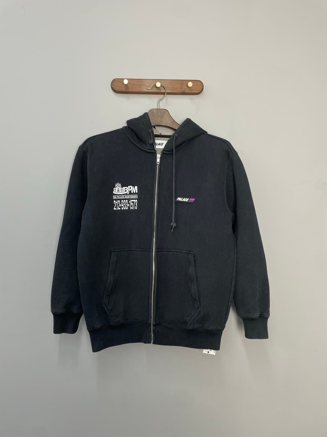 팔라스 자수로고 스펠아웃 블랙 후드집업 H2276 상품이미지3