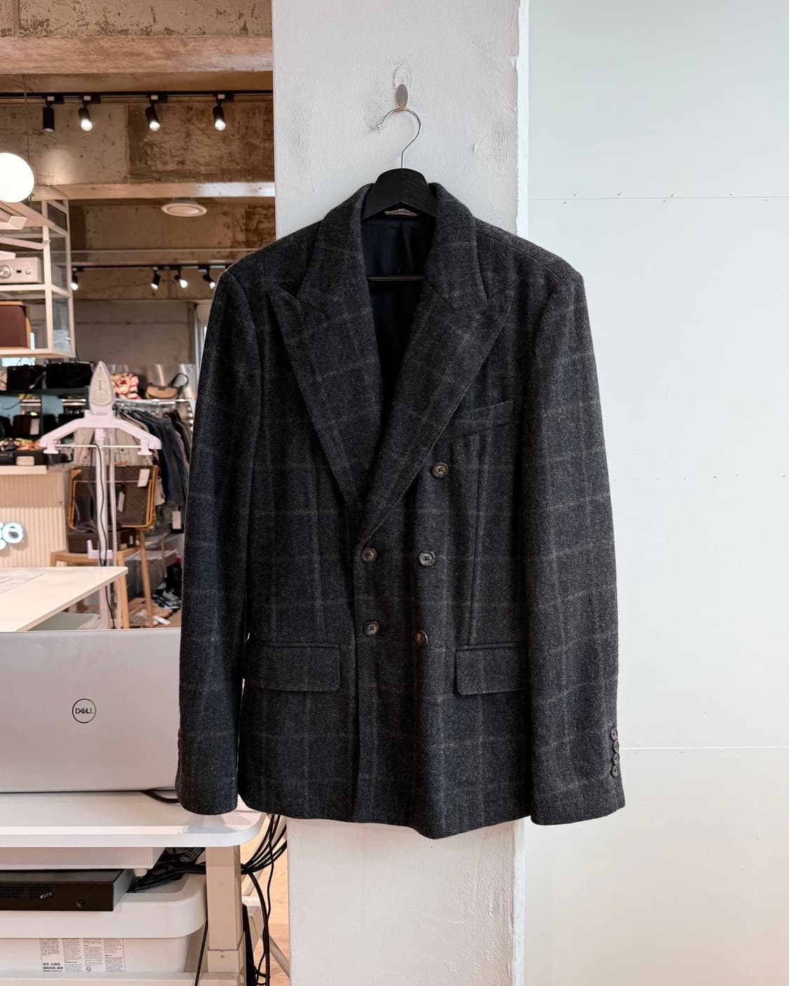 돌체앤가바나 차콜 체크 더블 브레스티드 블레이저 자켓  상품이미지2
