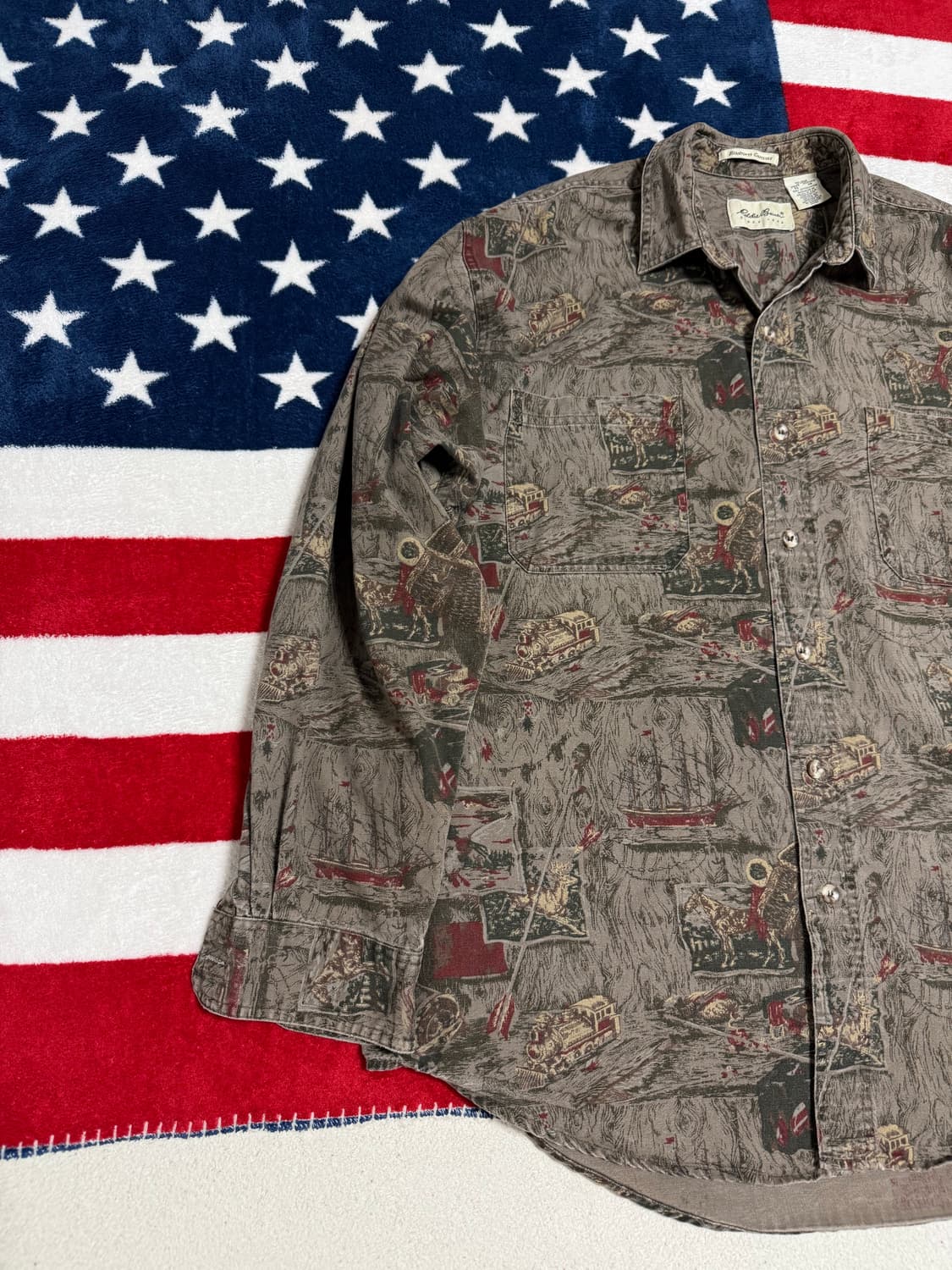 에디바우어 워크셔츠 빈티지패턴셔츠 Eddie bauer 올오버프린트셔츠 상품이미지2