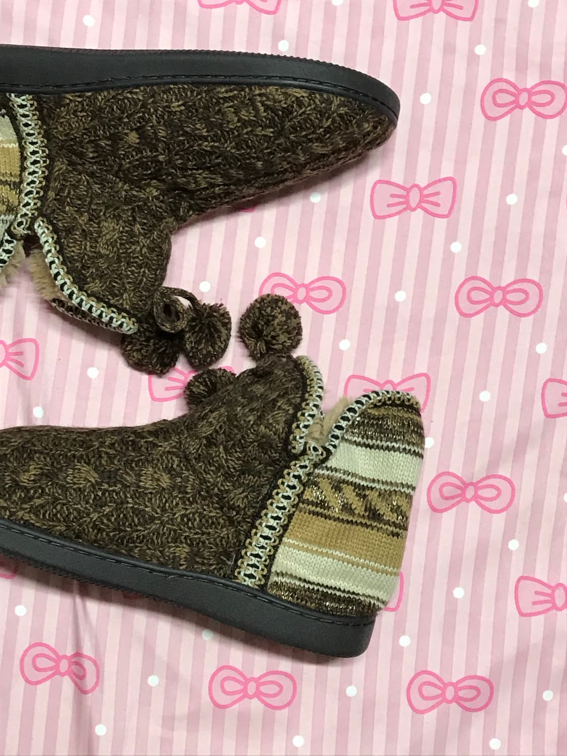 무크룩스 브라운 니트 폼폼 부츠 히피신발 모리신발 상품이미지2