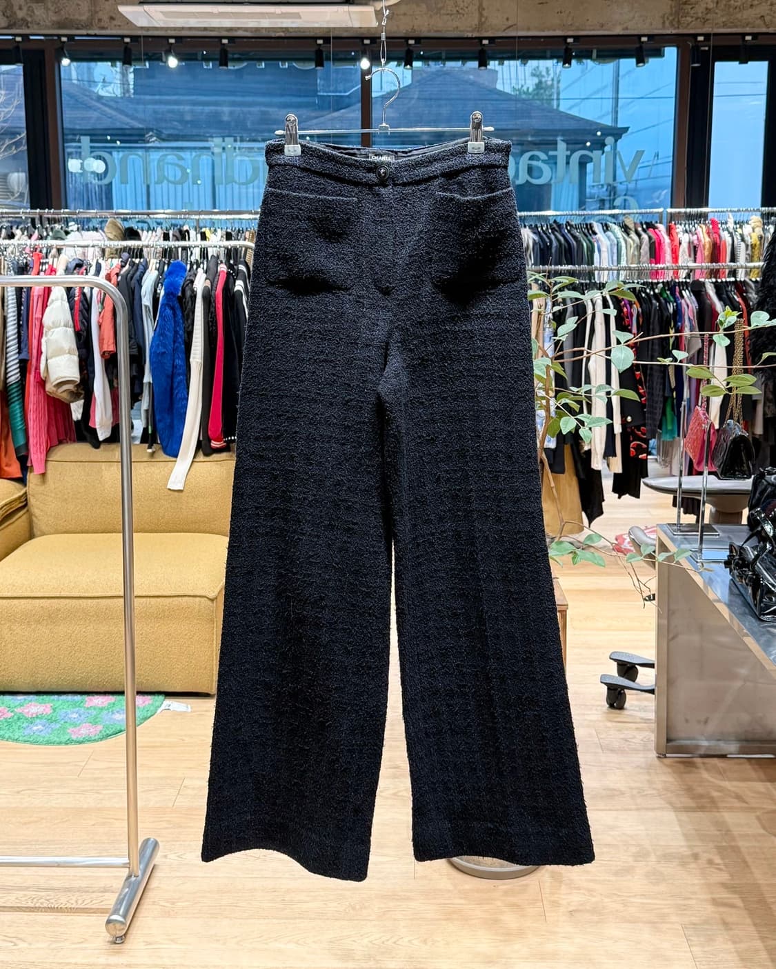 샤넬 유니폼 블랙 체크 트위드 팬츠  상품이미지1