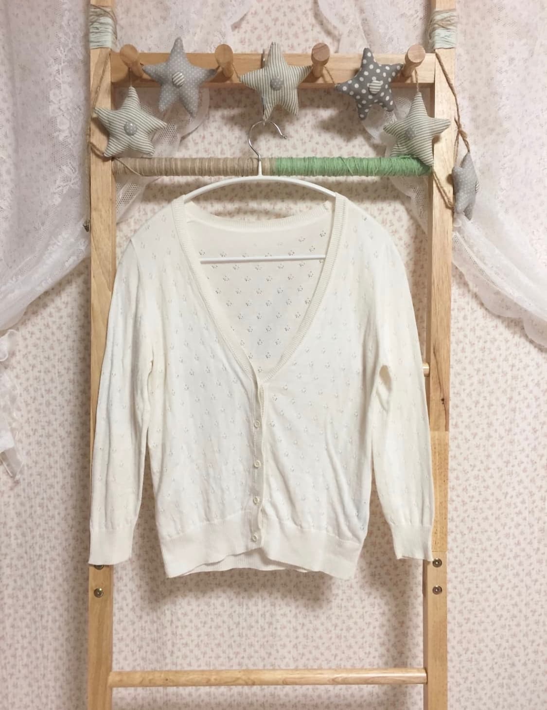 빈티지 모리걸 화이트 펀칭 가디건 상품이미지1