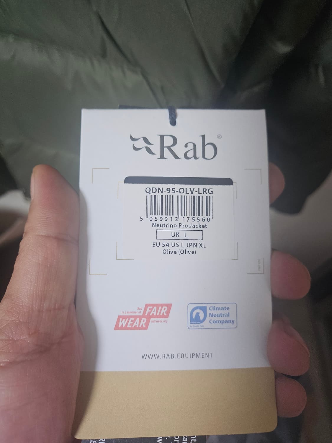 (새상품) rab 랩 뉴트리노 프로  올리브카키 L 상품이미지5