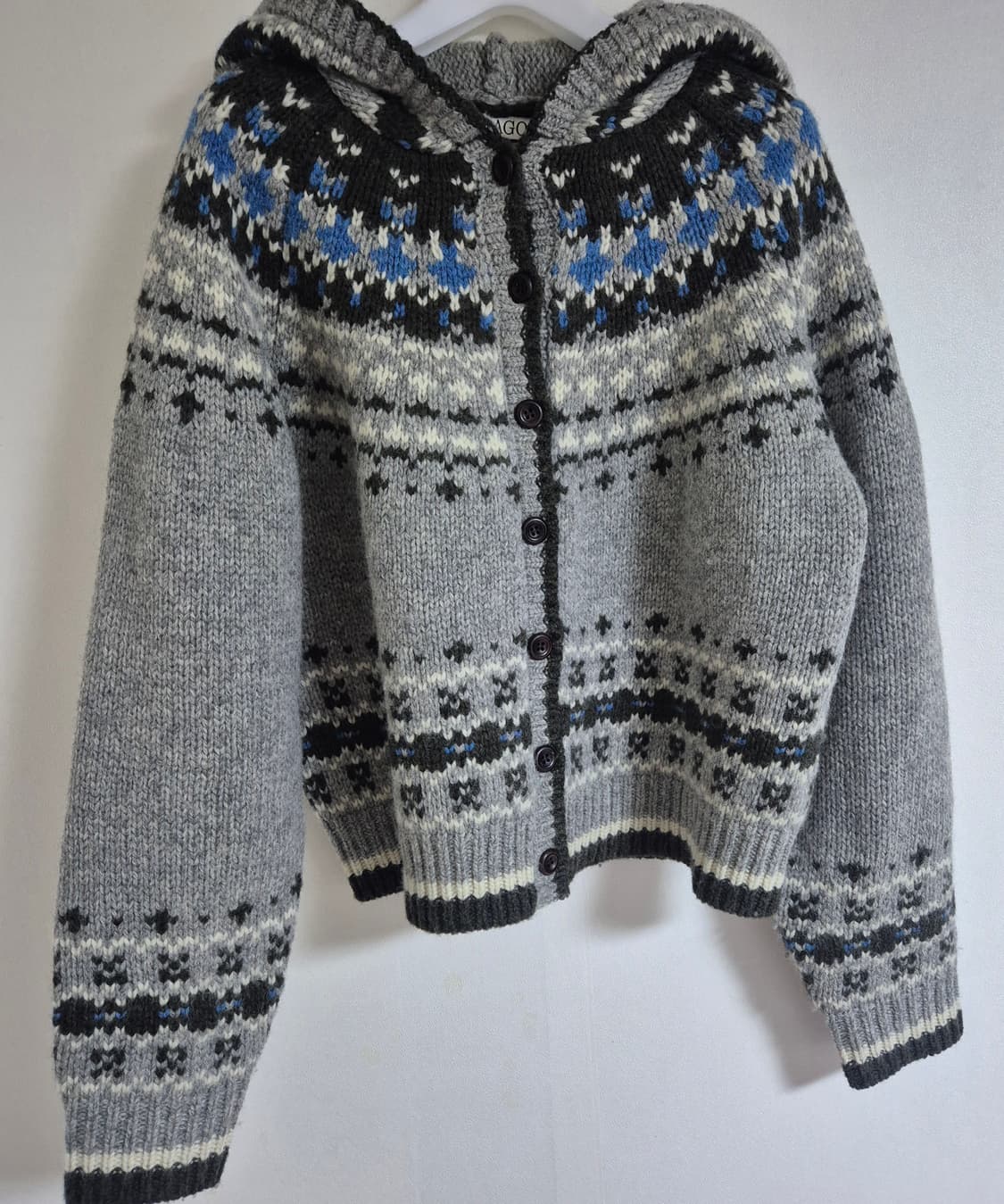 유라고 자카드 후드 가디건 (그레이) 상품이미지4