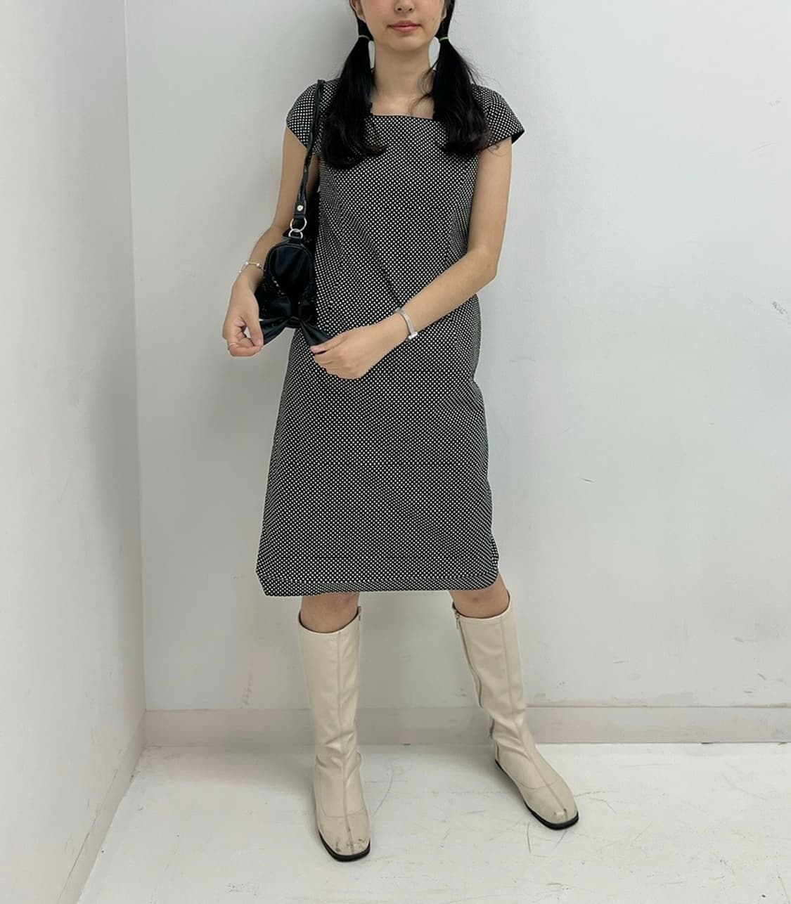 Black dot ops 검정 다트/땡땡이 반팔 원피스 상품이미지1