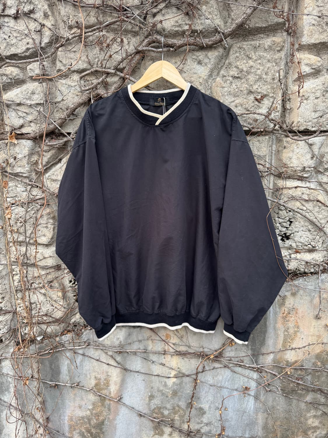 Gary player 빈티지 스포츠 축구 골프 웜업 져지 바람막이 블랙 상품이미지1