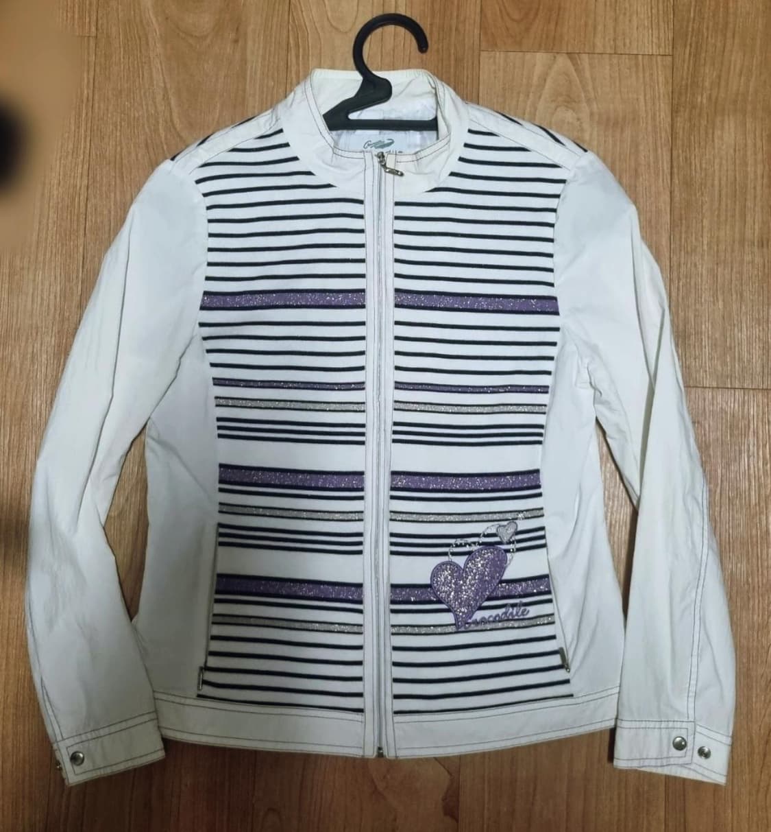 빈티지 하트 스트라이프 긴팔 자켓 바람막이 상품이미지1