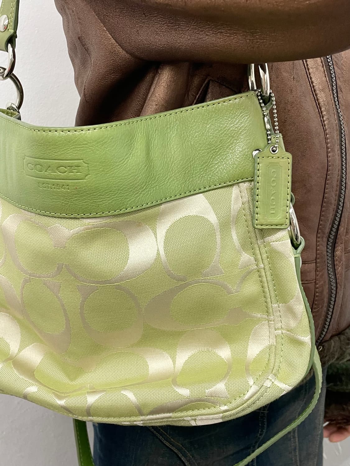 코치 페어리 연두 자카드 숄더백 상품이미지7