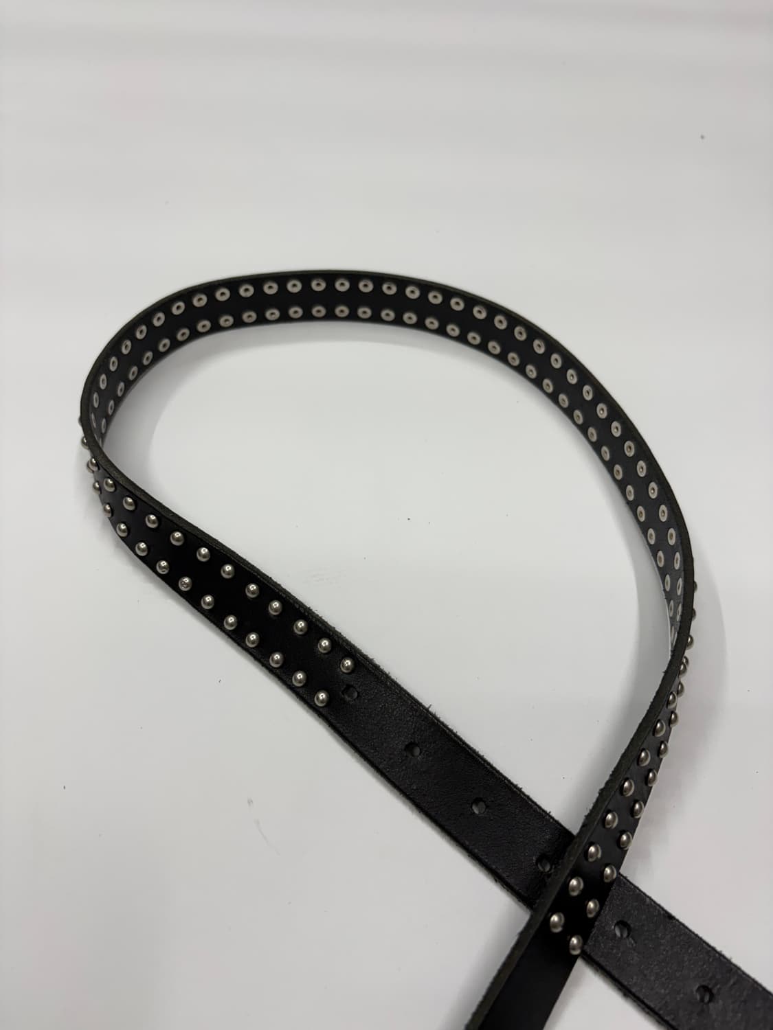 스터드 슬림 블랙 레더 벨트 Stud Slim Leather Belt   상품이미지4