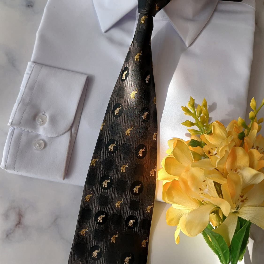 짐톰슨 실크 블랙 코끼리 자카드 넥타이 9.6cm A+등급 A18952
 상품이미지6