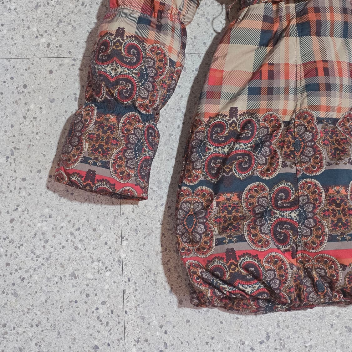 체크 패턴 벨트 유니크 패딩  코트 상품이미지7