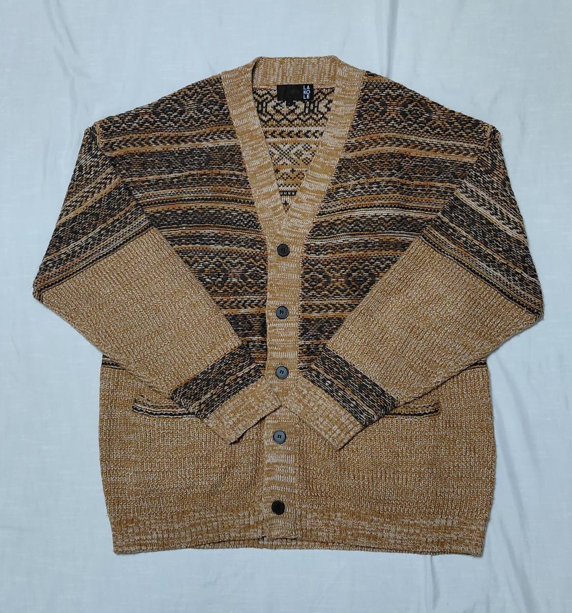 [L] 일본 브랜드 LAKOLE(라코레) 자카드 패턴 니트 가디건 상품이미지1