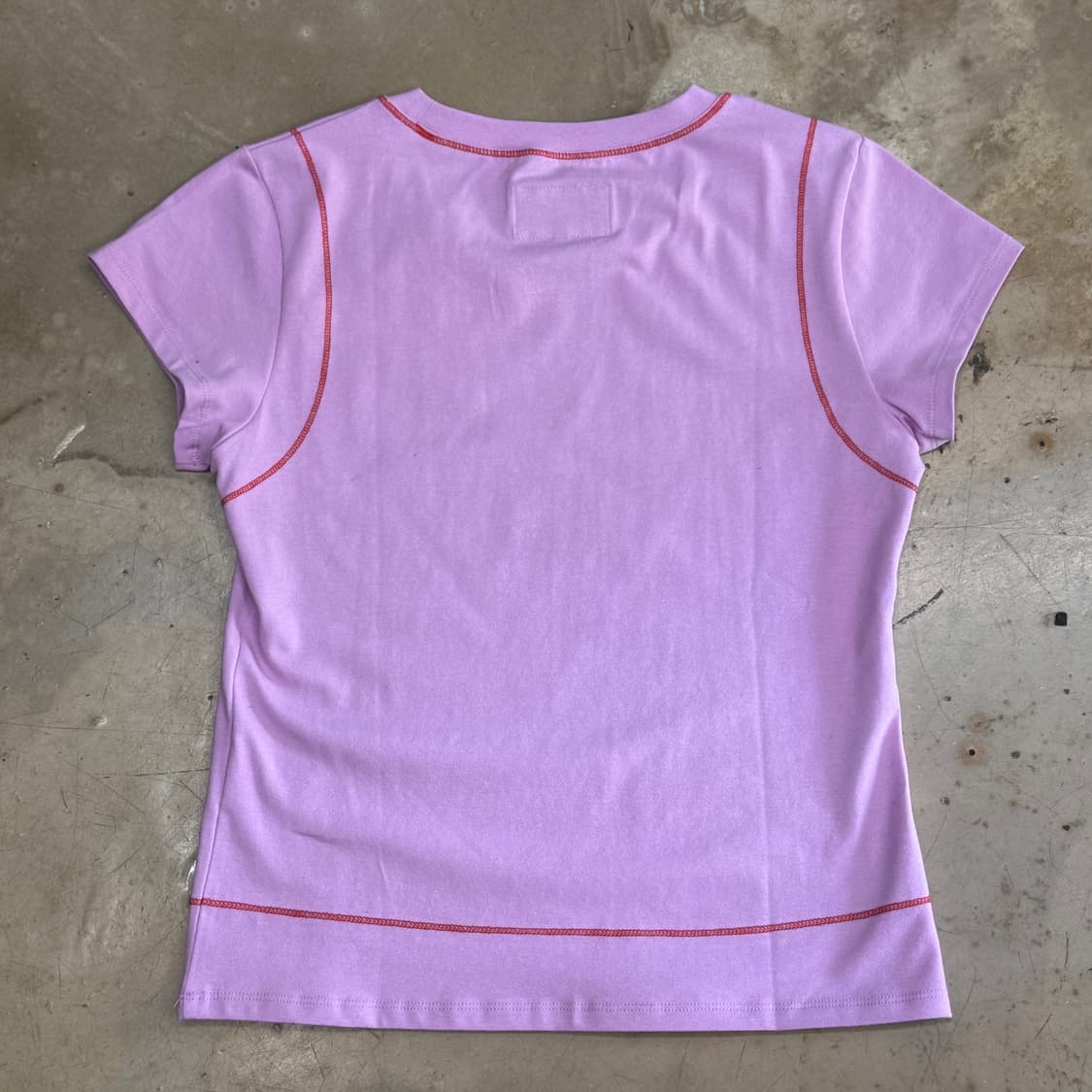 M 새상품 마뗑킴 여성용 스몰로고 핑크 크롭 반팔 티셔츠 상품이미지3