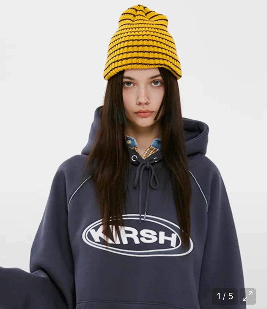 키르시 로고 후드 차콜 그레이 상품이미지1