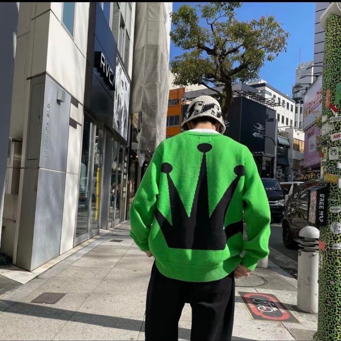 스투시 벤트 크라운 니트 라임 XL 상품이미지2