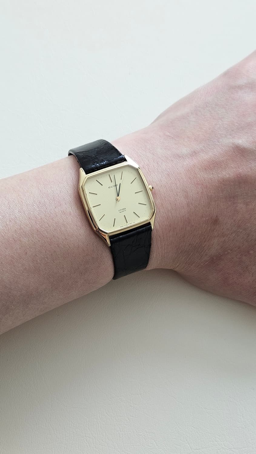빈티지 시티즌 익시드 골드 가죽 시계 상품이미지6