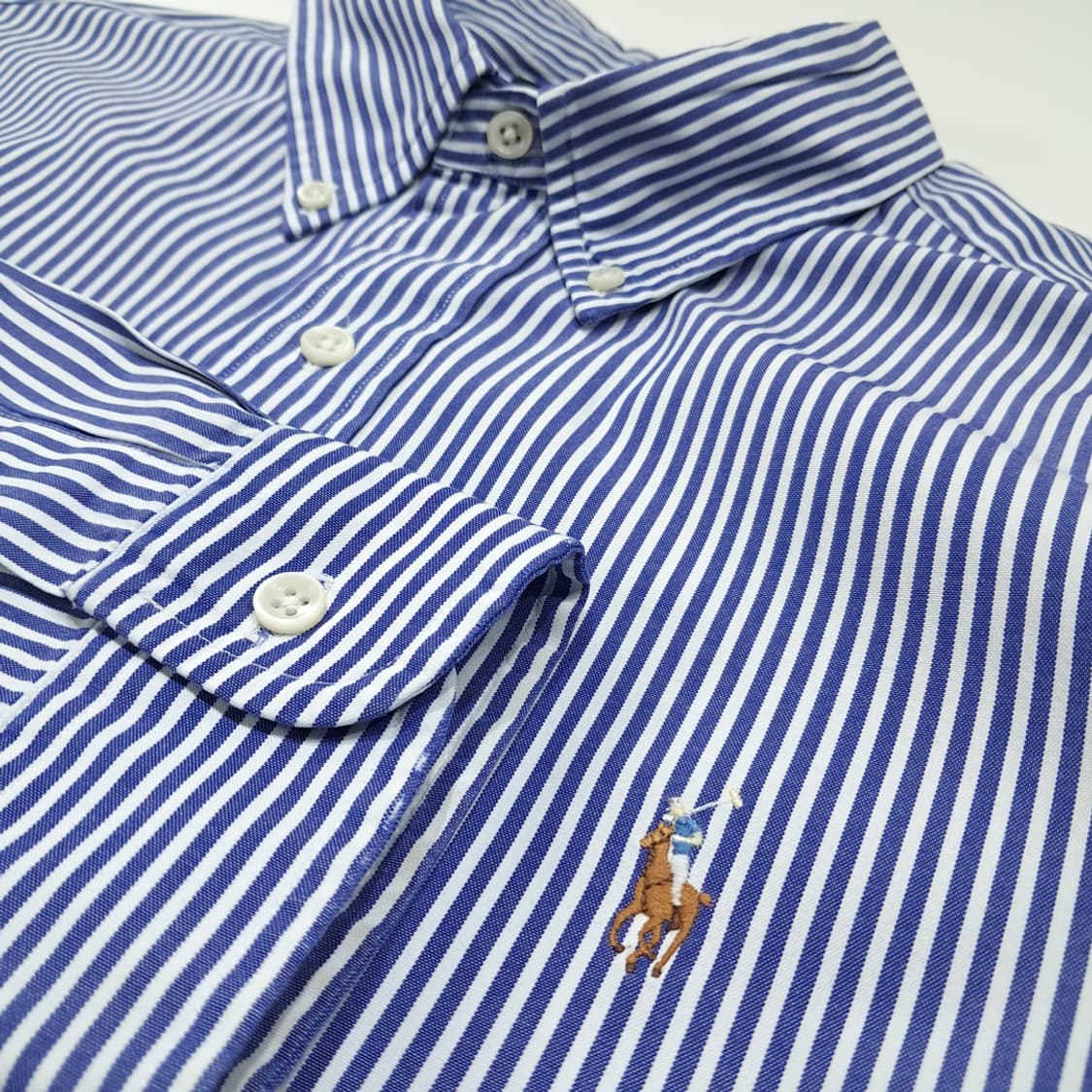 CL857 XL 폴로 00s 코튼 블루 스트라이프 셔츠 남방 상품이미지4