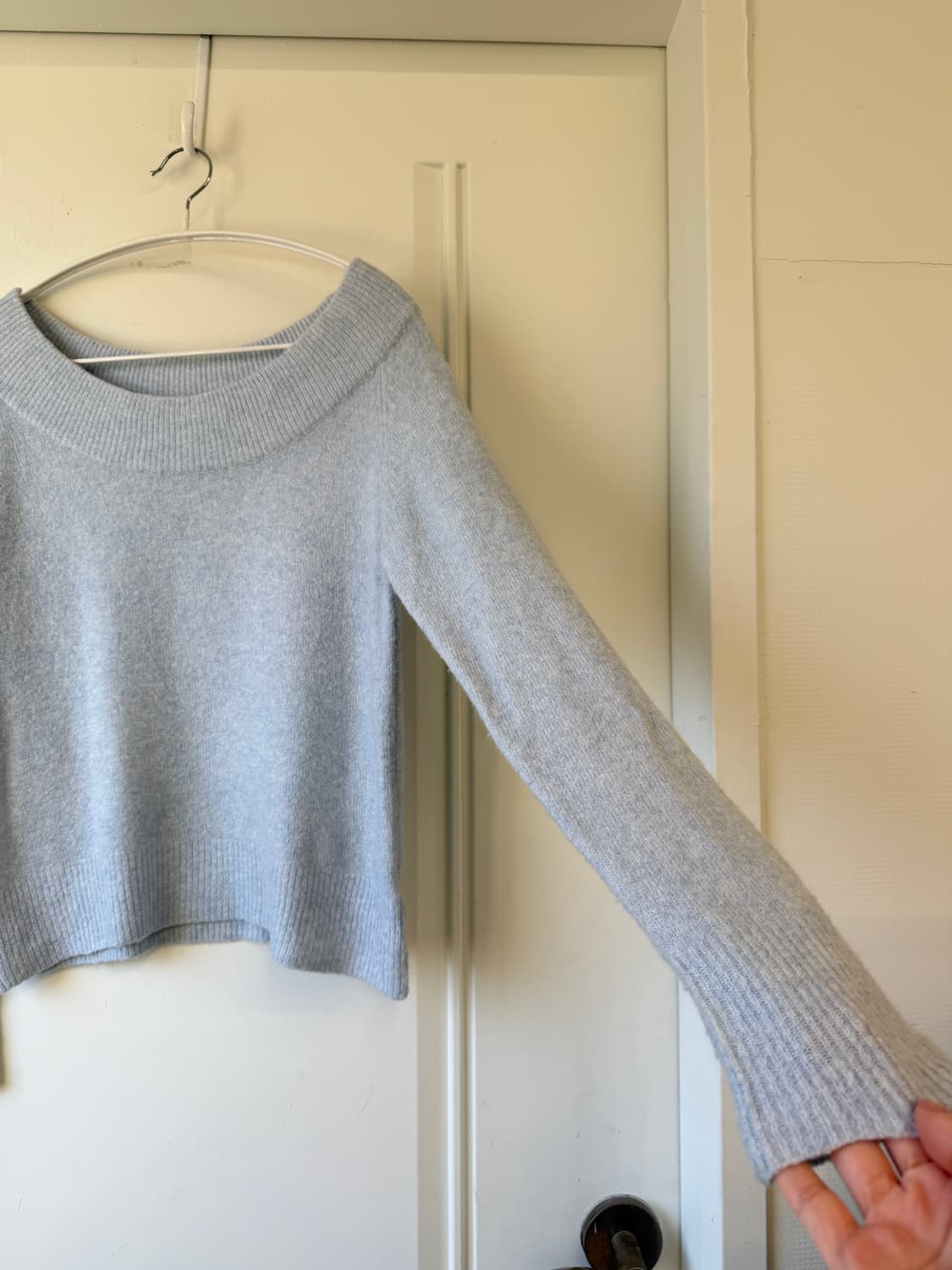 일본빈티지 파우더 블루 오프숄더 니트 상품이미지5