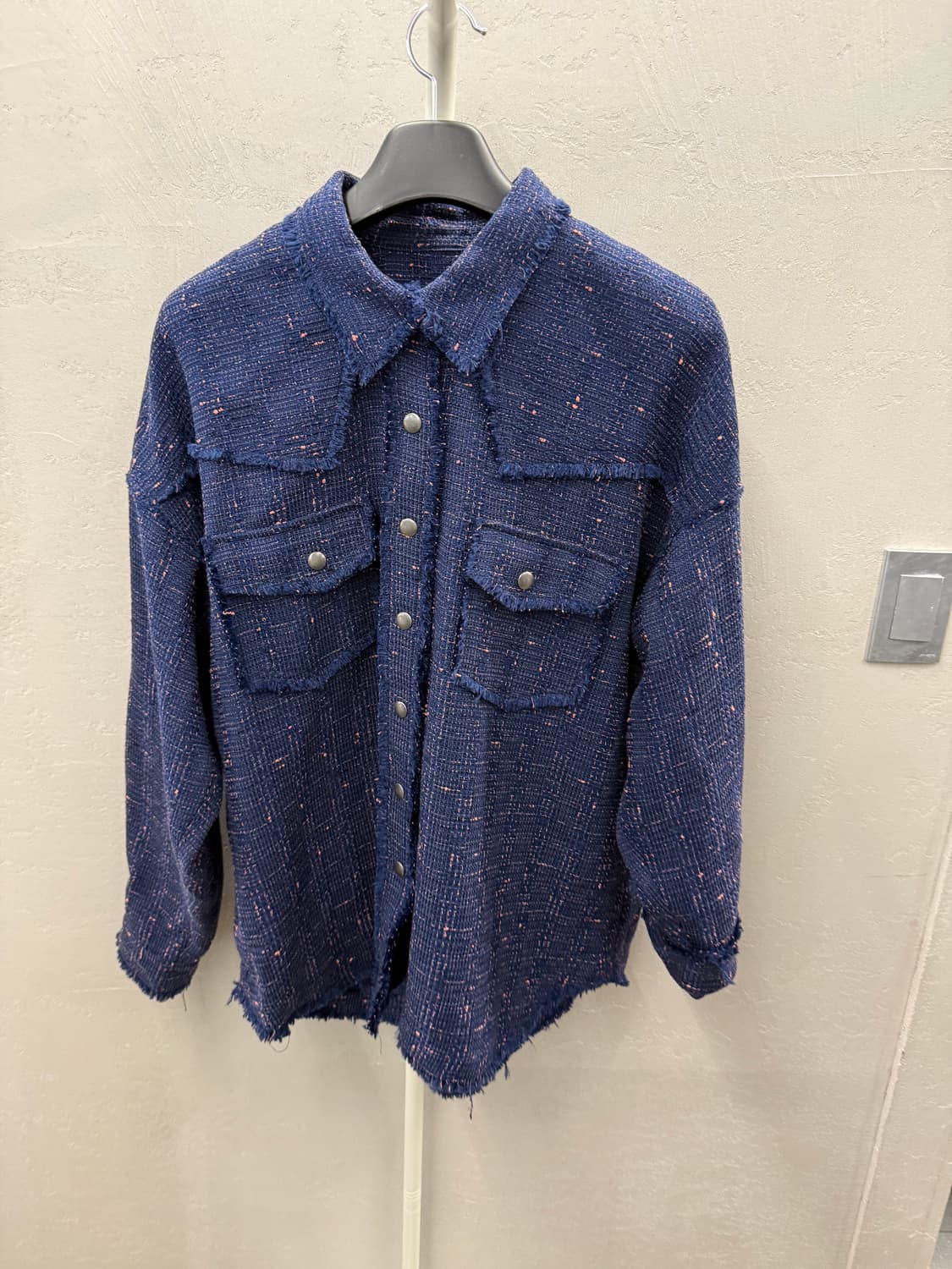 MMIC 트위드 오버핏 셔츠 자켓 네이비 F 상품이미지2