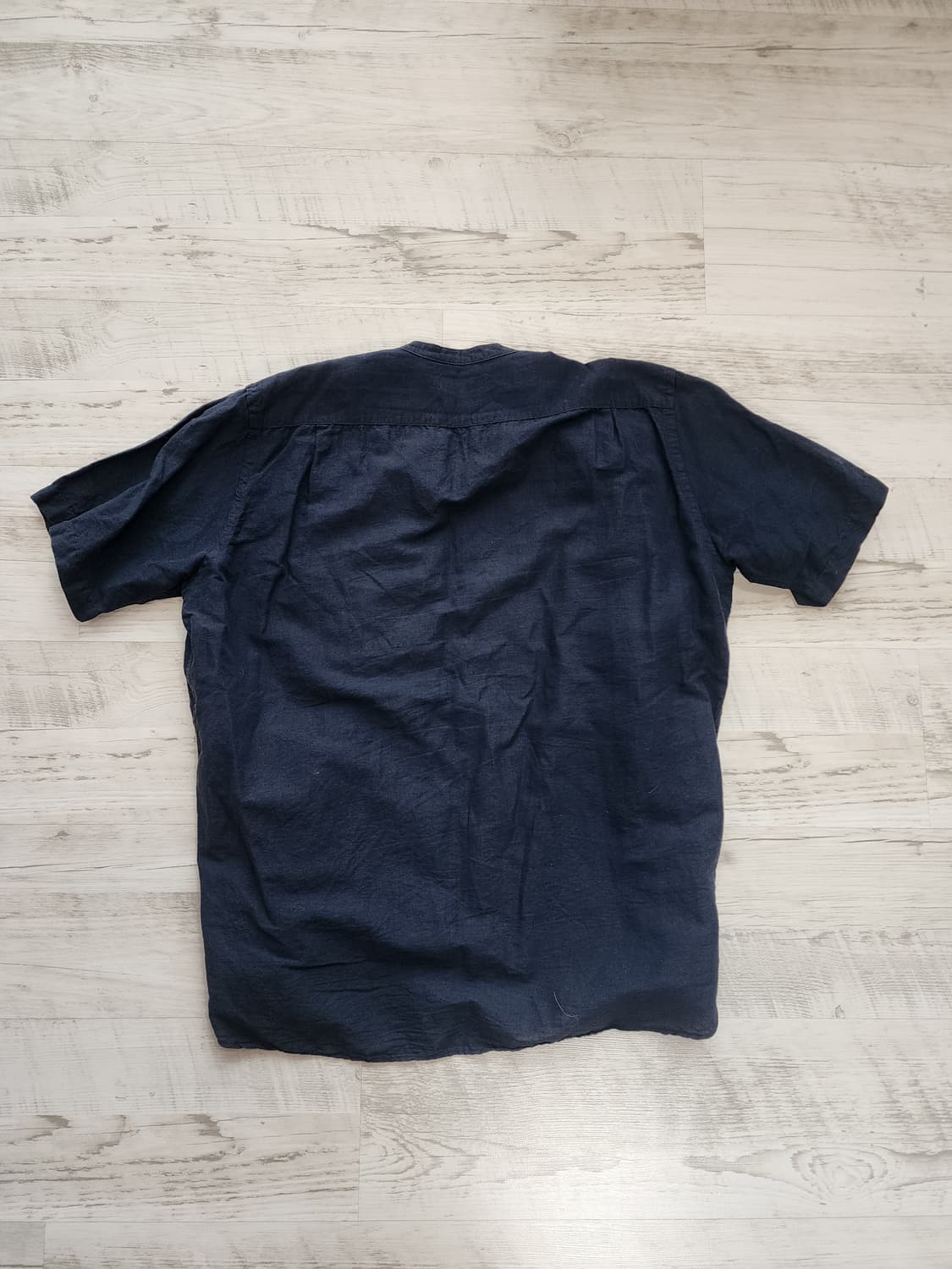 유니클로 차이나 카라 셔츠 네이비 팜. XL 린렌 블렌디드 남방 티셔츠 상품이미지2